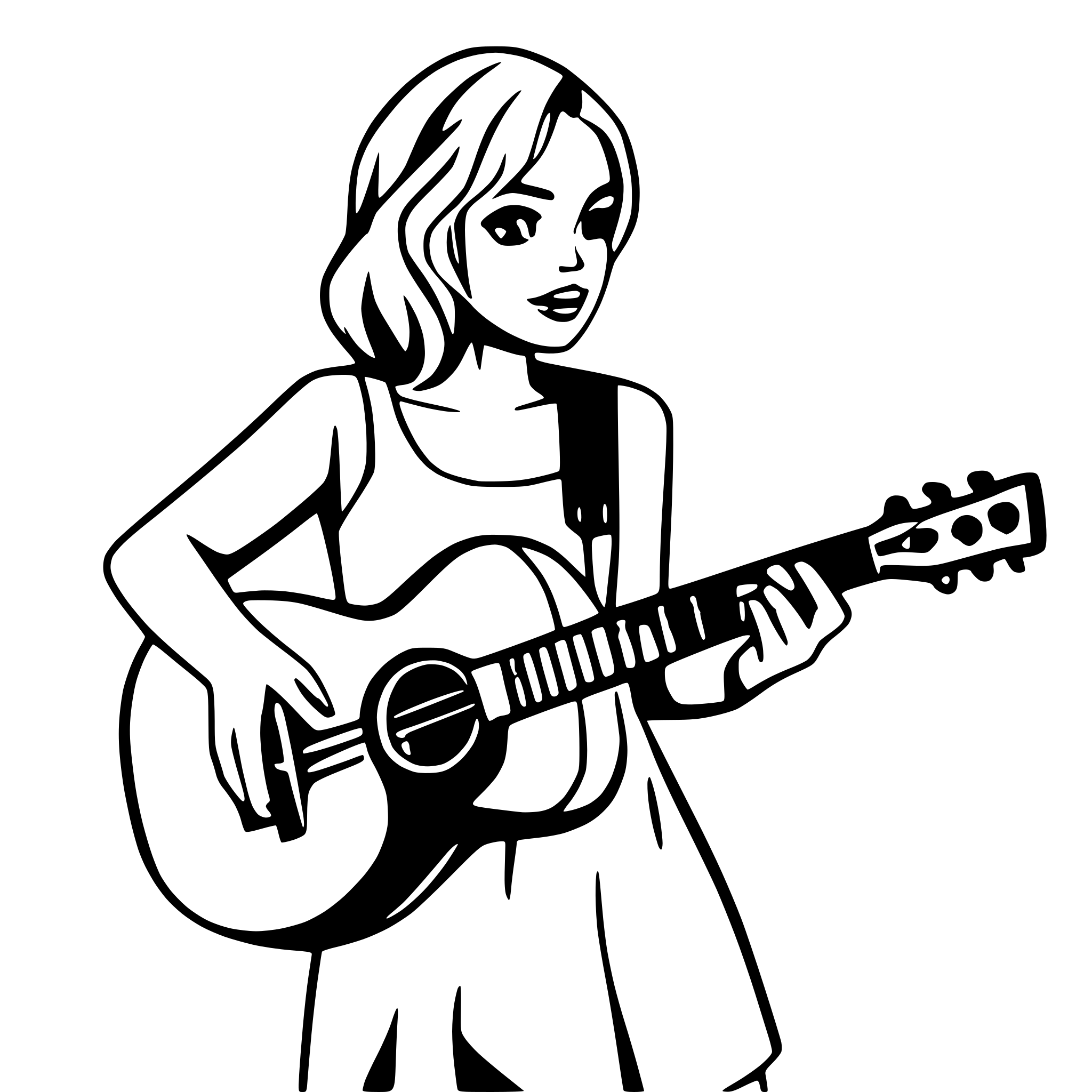 AI-generated SVG of 'woman with guitar'