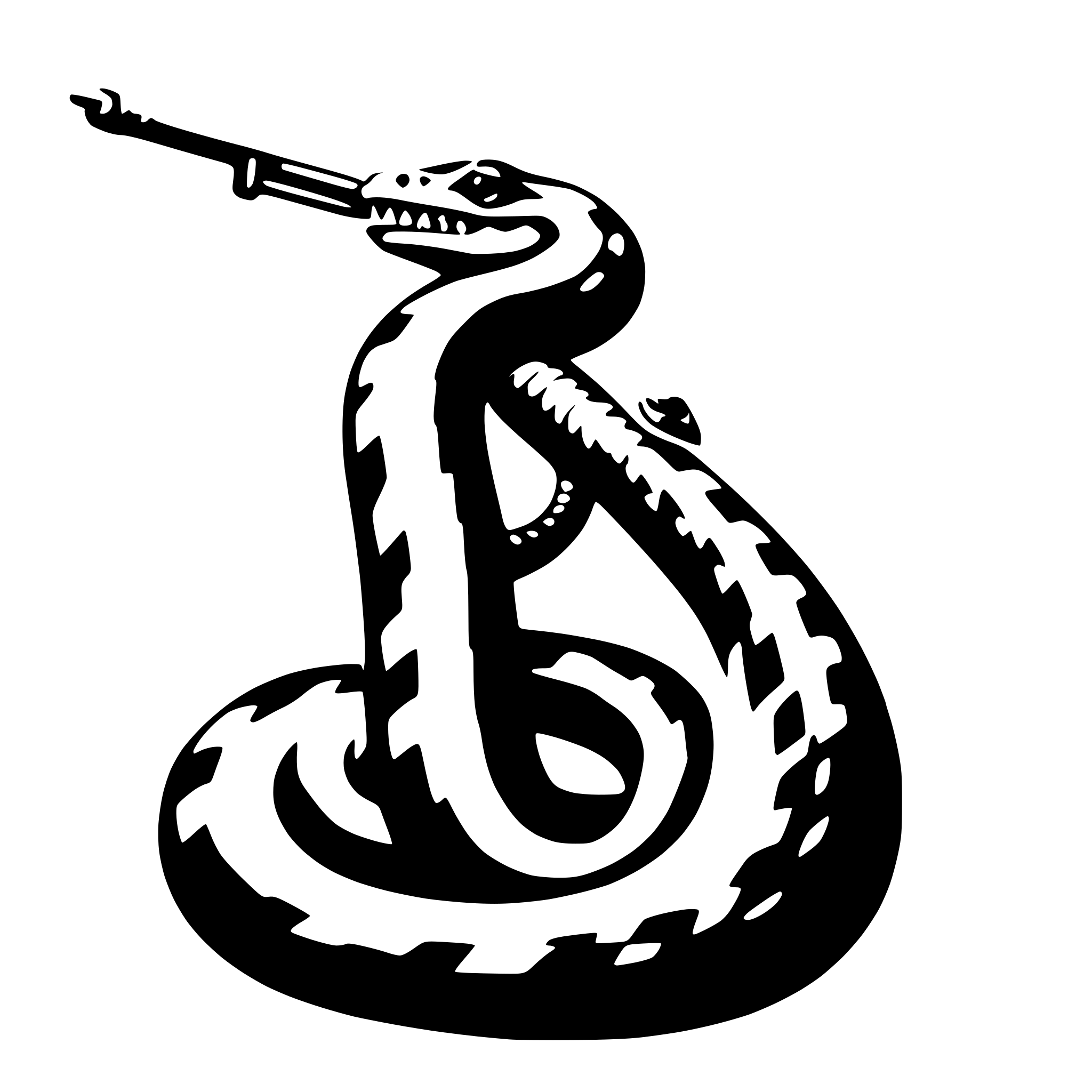AI-generated SVG of a snake with a rifle