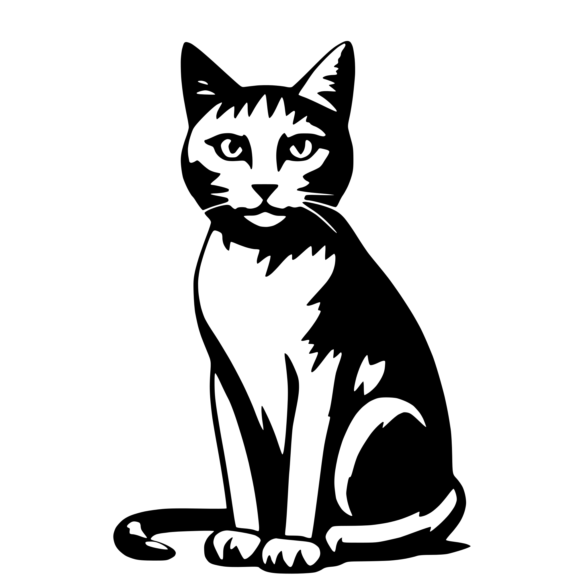 AI-generated SVG of a simple sitting cat outline front