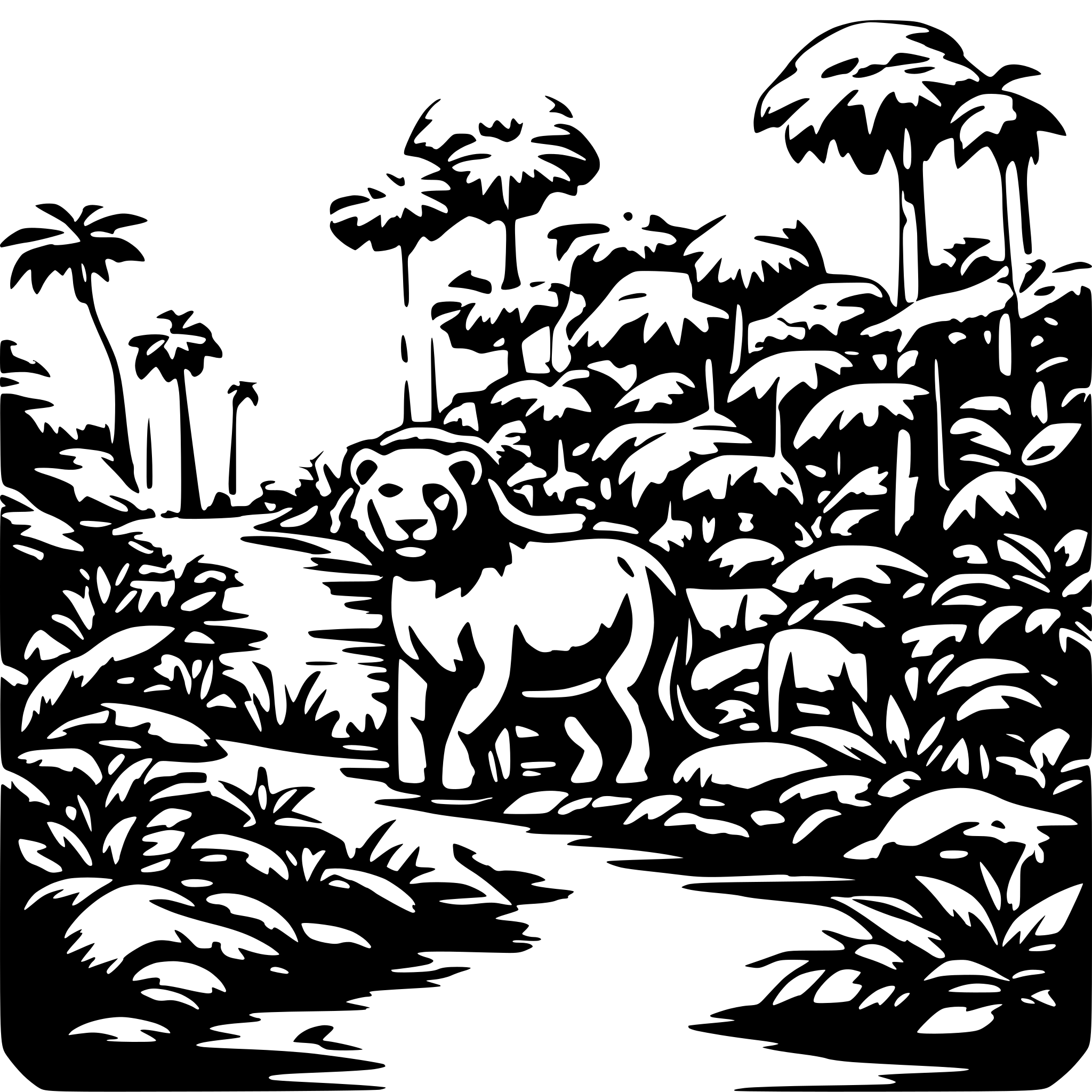 AI-generated SVG of a jungle animals ecosystem