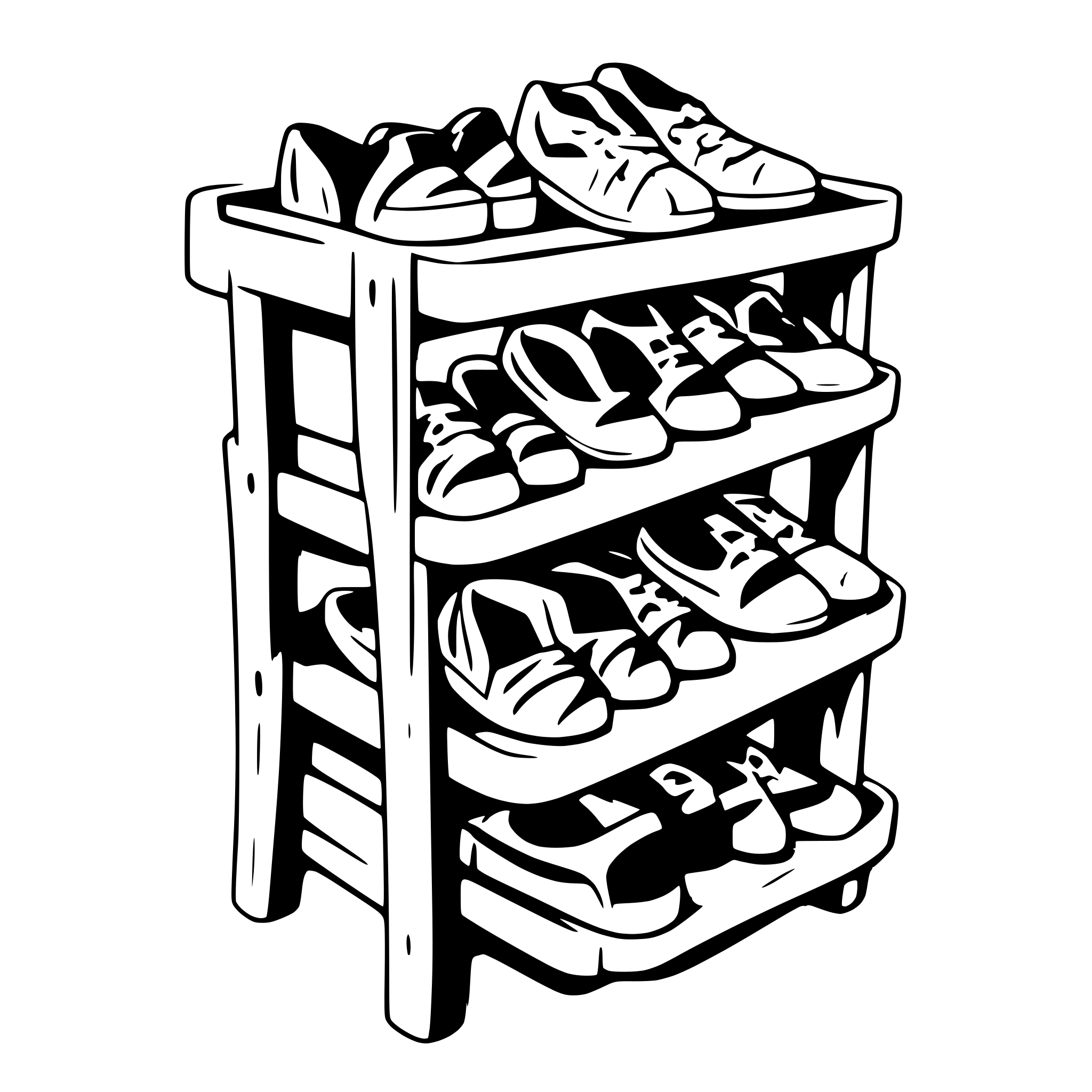AI-generated SVG of a A simple SVG of a two-tier shoe rack with rectangular shelves.