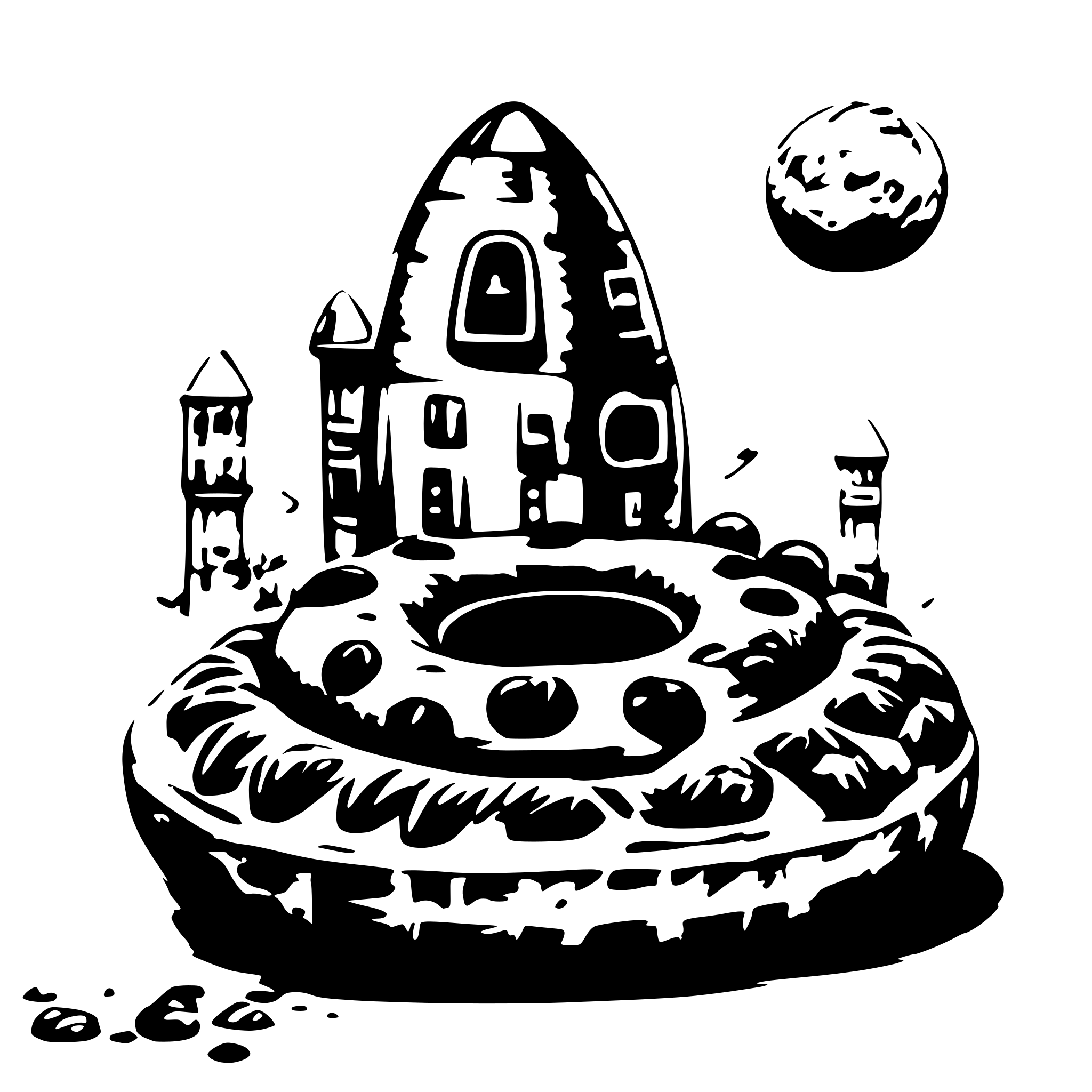 AI-generated SVG of 'rocket inside donuts'