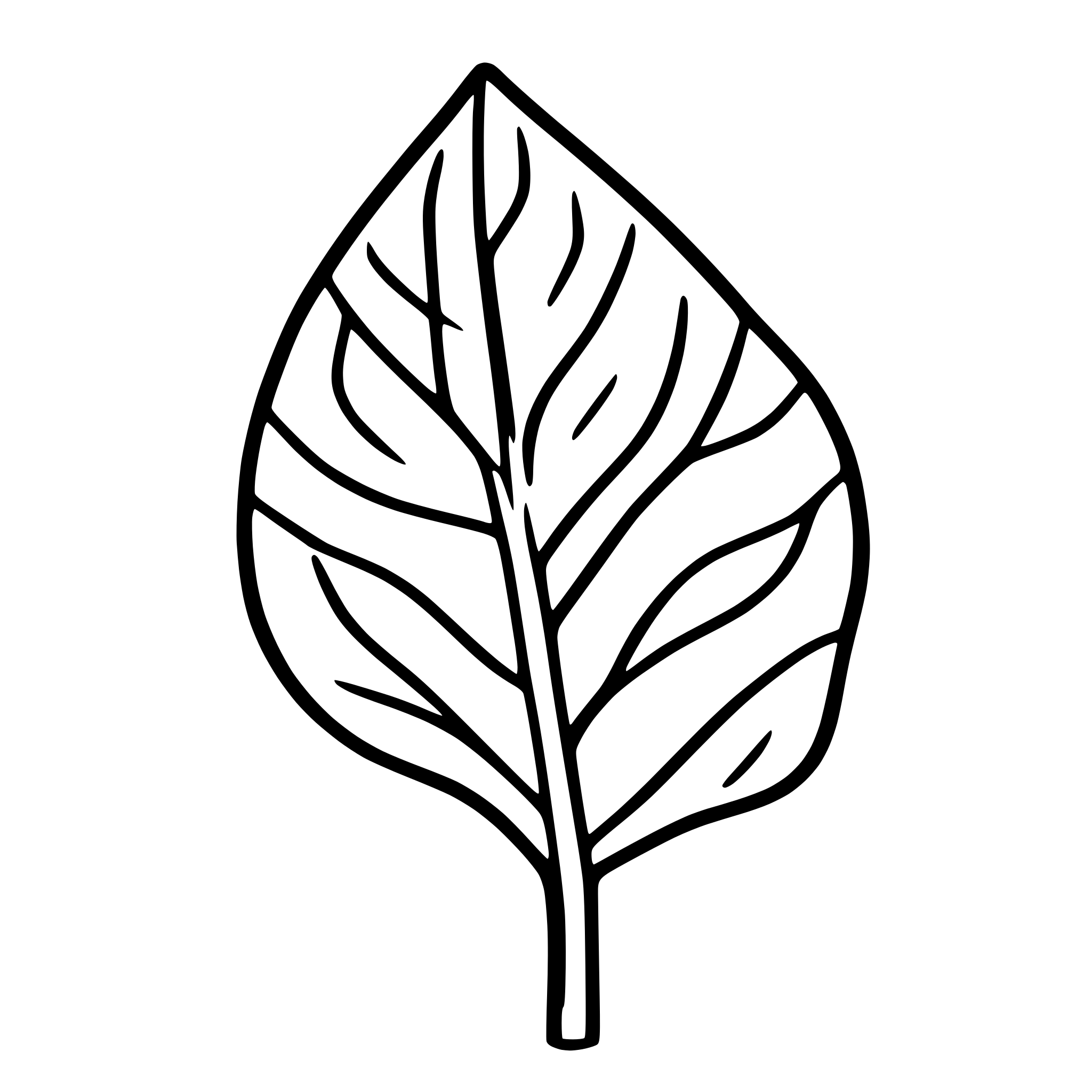 AI-generated SVG of a simple image of a leaf in a line art illustration style
