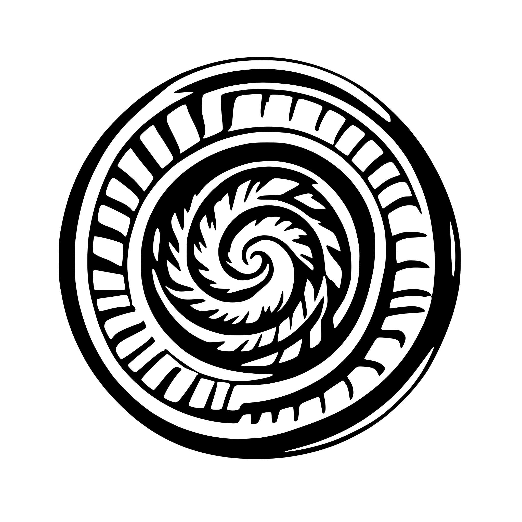 AI-generated SVG of a A swirling magical portal spirals inward to the center, giving the illusion of a dimensional vortex. The form consists of crisp spiral arms rotating clockwise from outside the portal. The entire portal radiates energy and motion, as if it’s pulsing with otherworldly power.