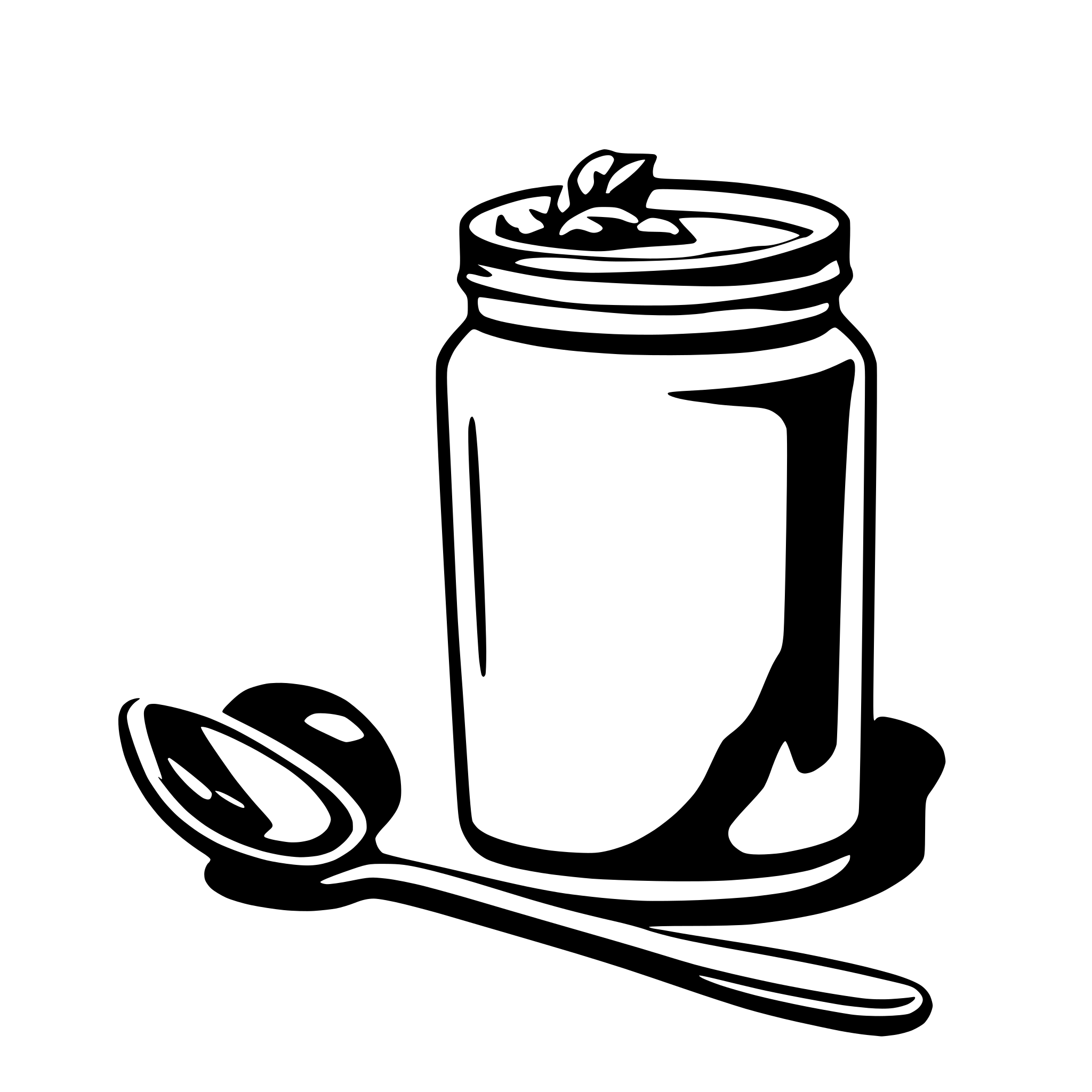 AI-generated SVG of 'yoghurt jar with spoon'