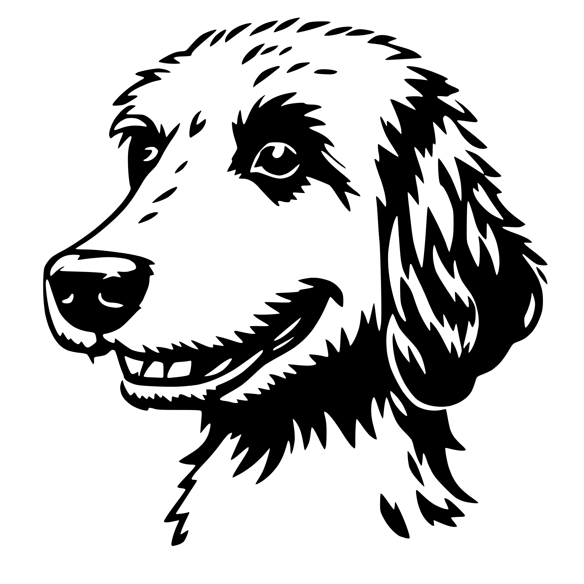 AI-generated SVG of 'happy aussiedoodle head'