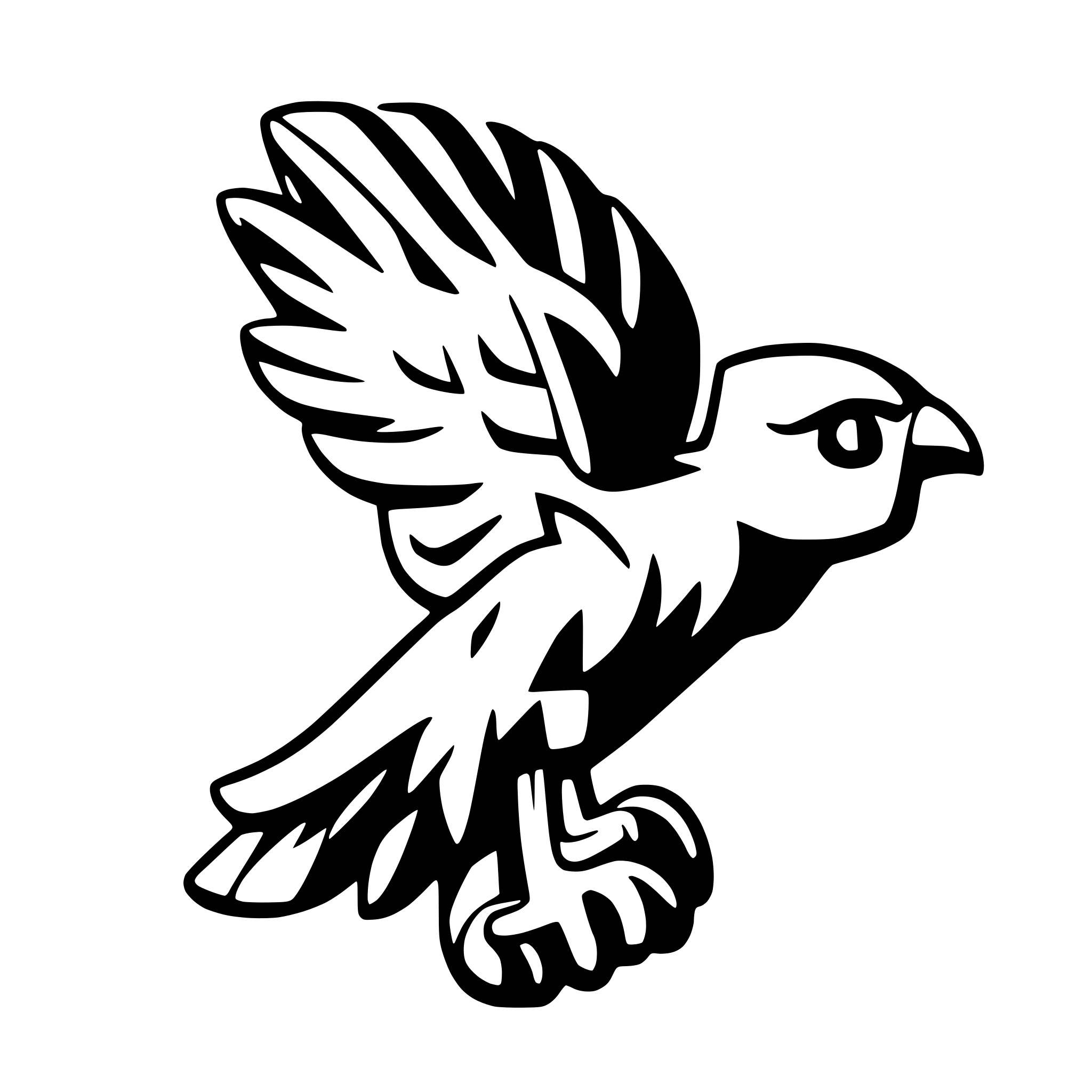 AI-generated SVG of 'side profile of a cartoon falcon flying fast'