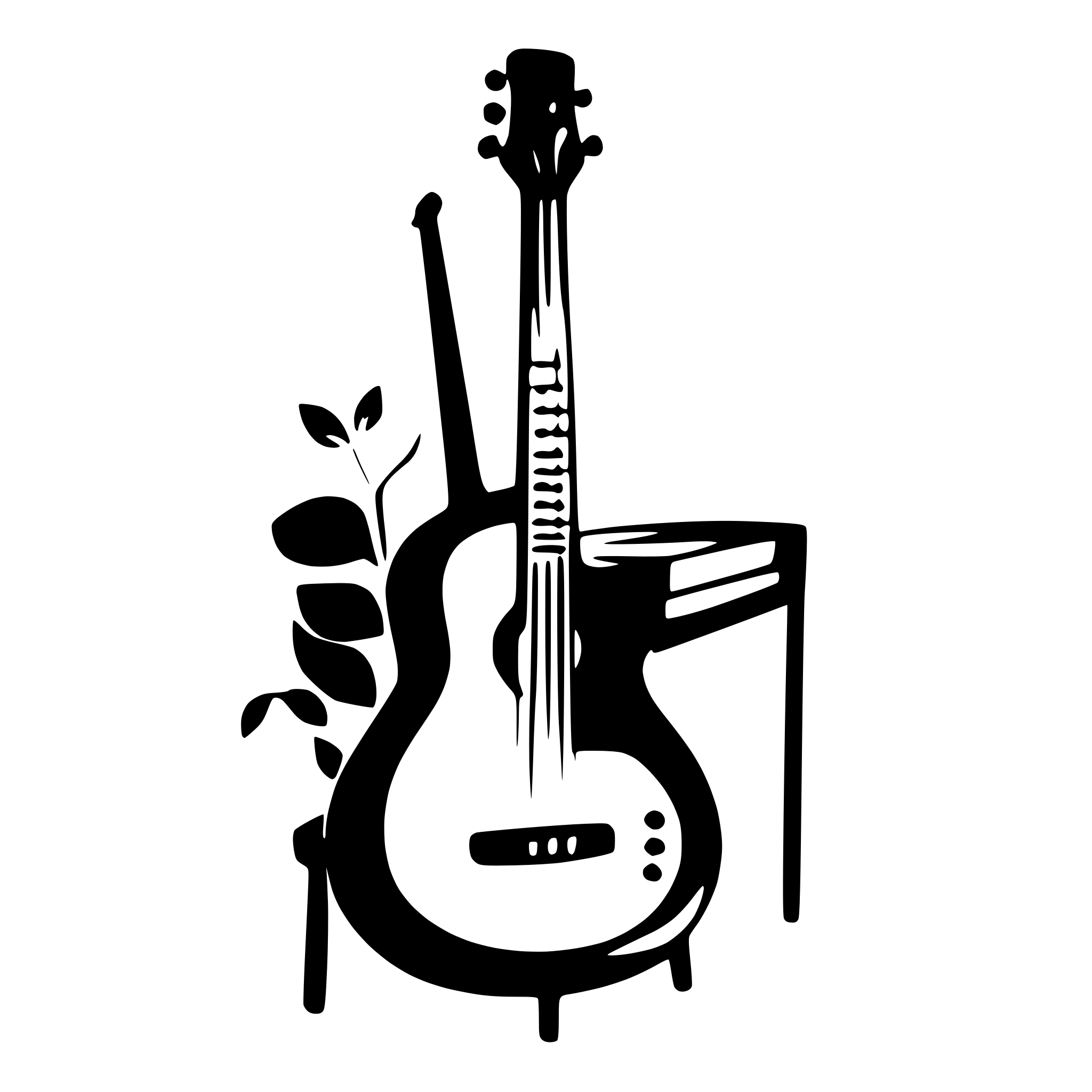 AI-generated SVG of a create a vector image with not too many details, monocrom. guitar and piano with elegat lines