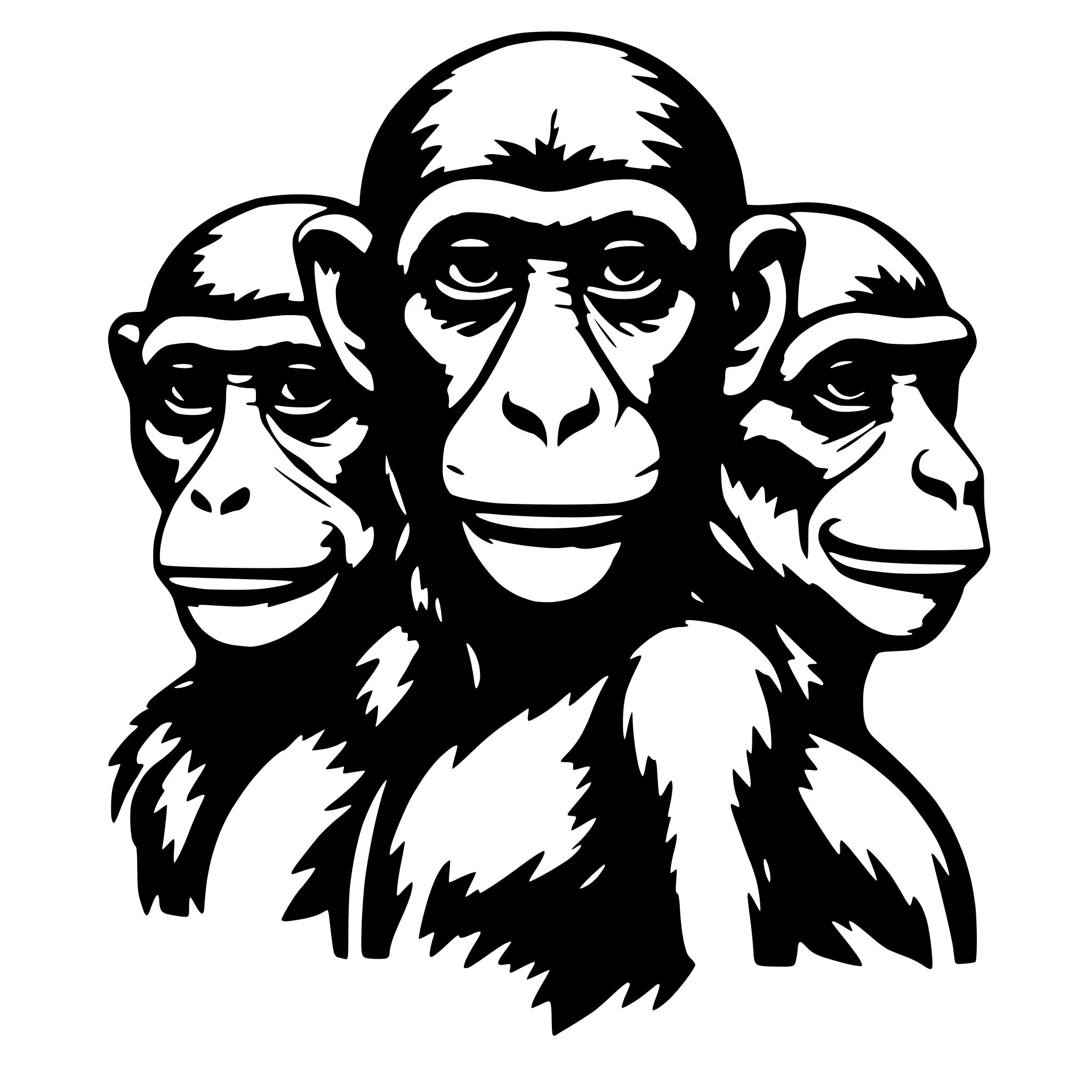 AI-generated SVG of a One monkey with three heads
