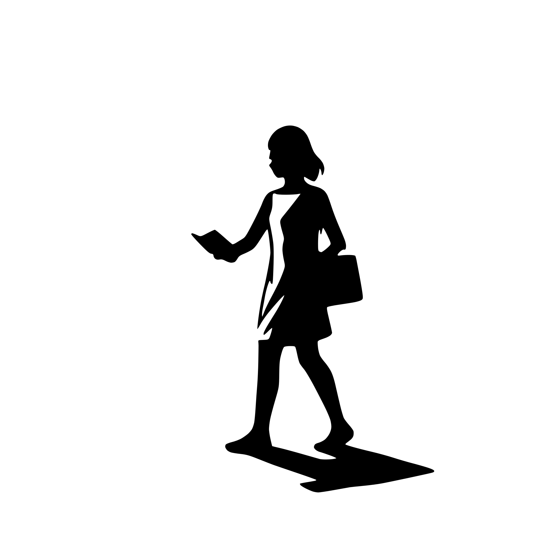 AI-generated SVG of a Silhouette of a person walking and holding a book open