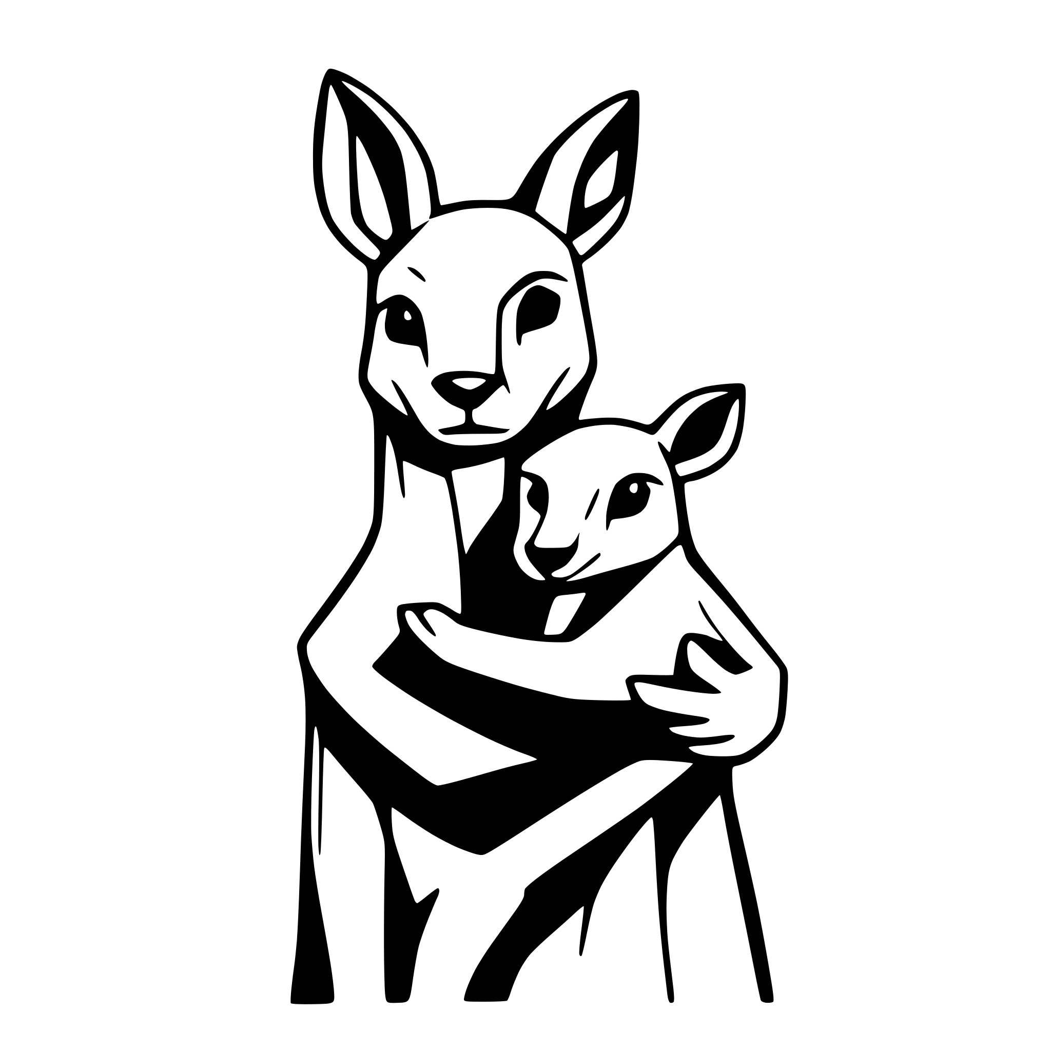 AI-generated SVG of a Mother kangaroo with joey in it's pouch.