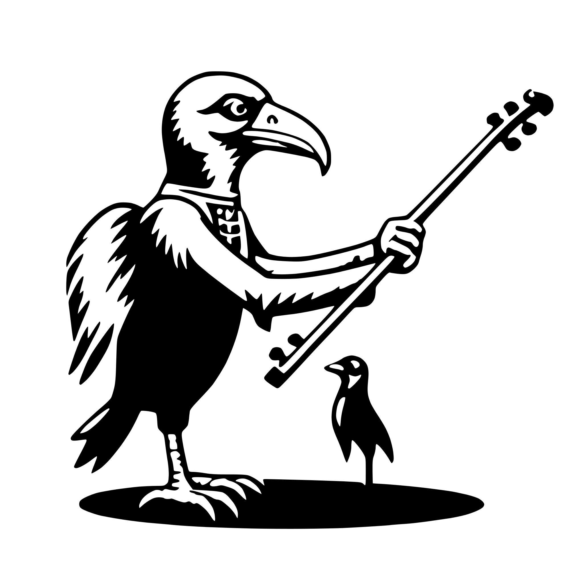 AI-generated SVG of a vulture with violin
