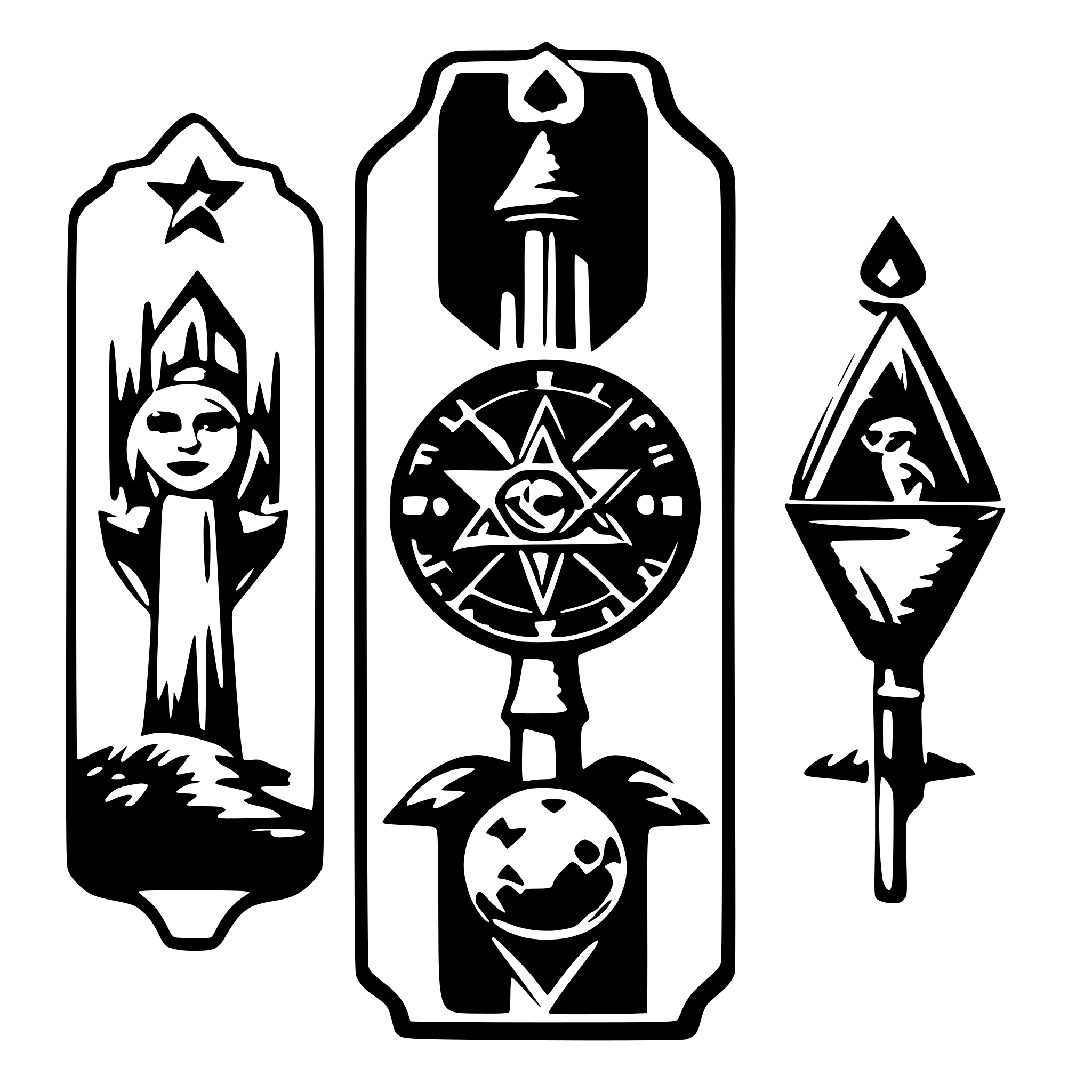 AI-generated SVG of 'Three tarot cards'