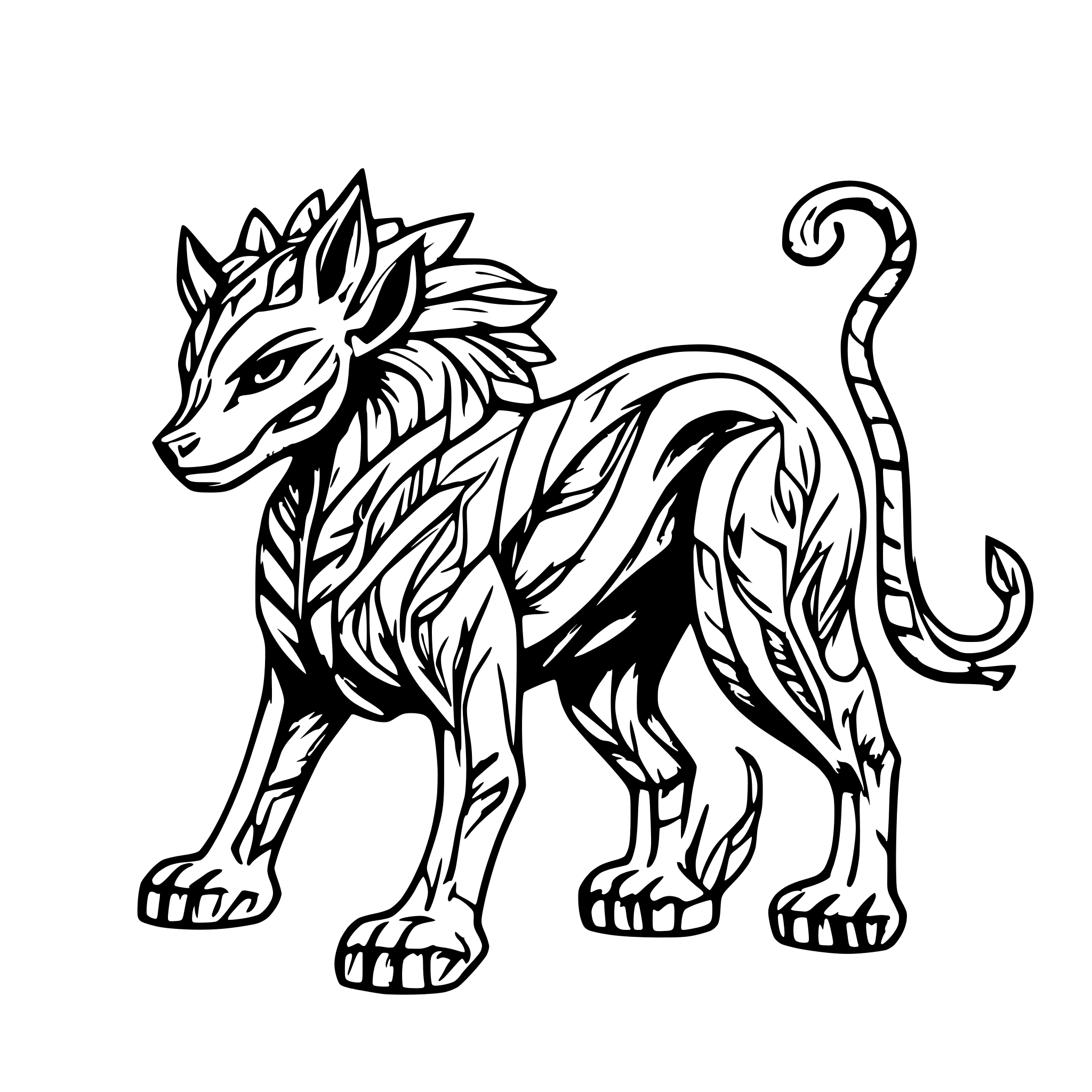 AI-generated SVG of a A Mythological creature that is a blend of a hydra and a puma