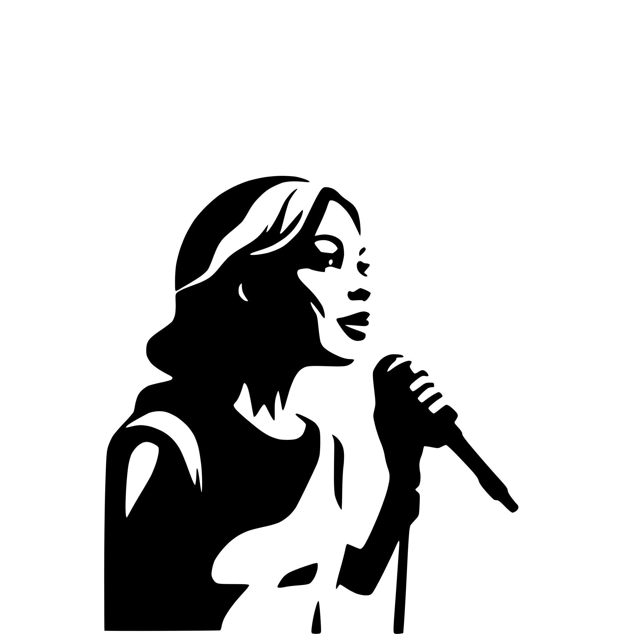AI-generated SVG of a singing woman silhouette turned to the right side with microphone