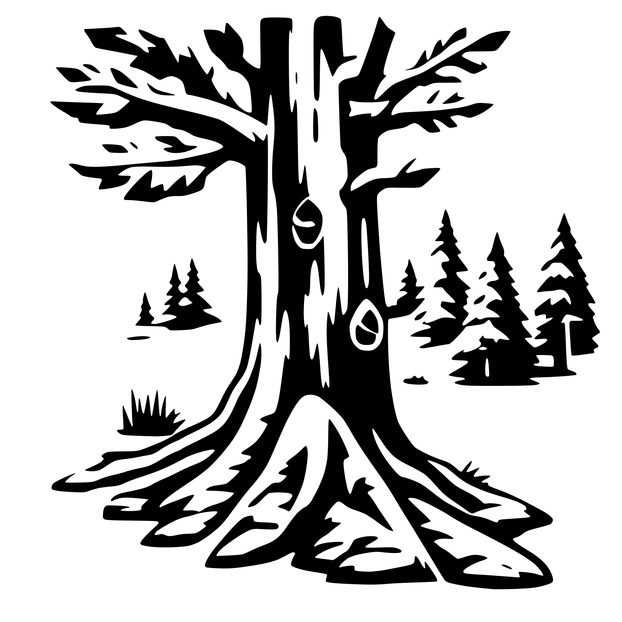 AI-generated SVG of 'Wachsende Äste aus einem Stamm'