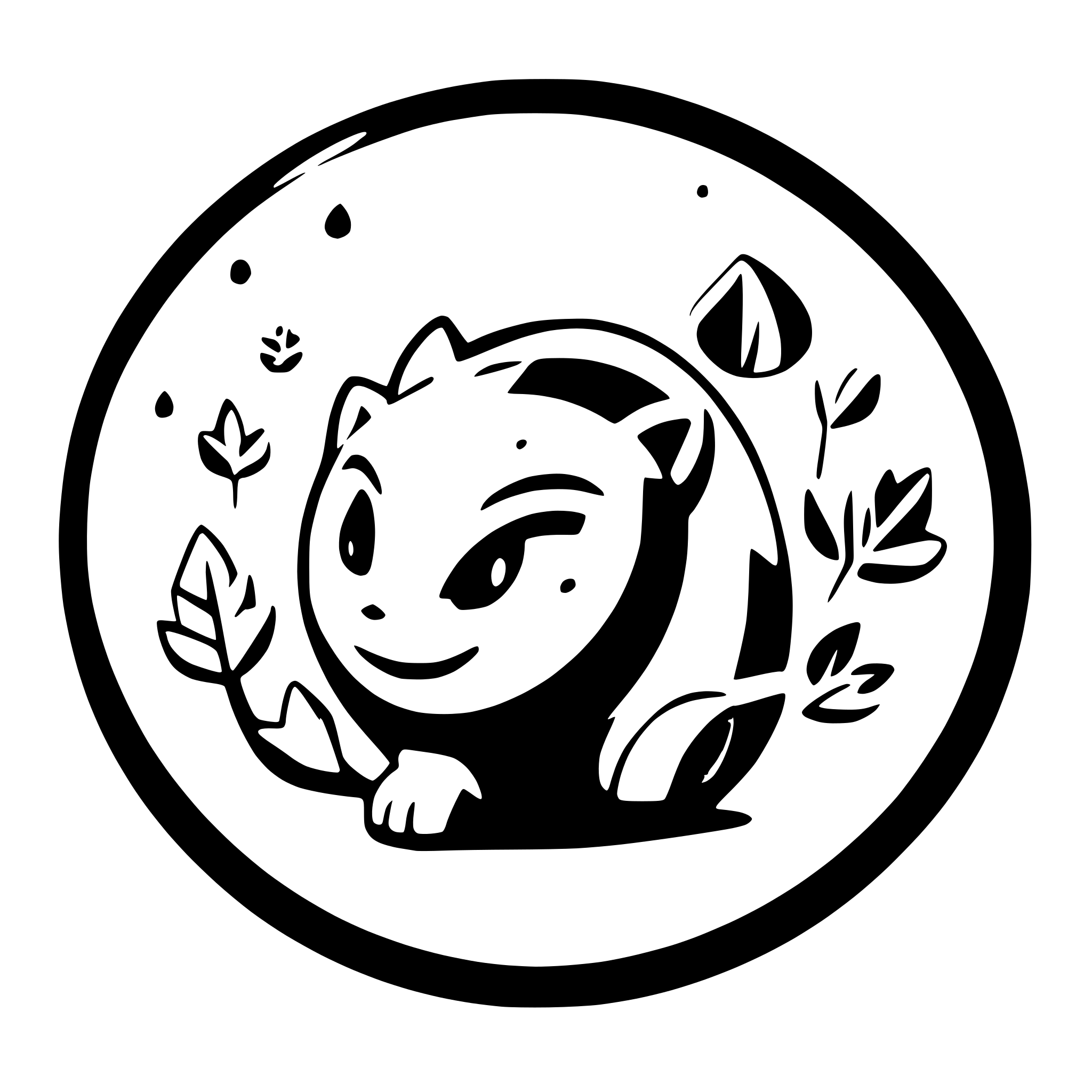 AI-generated SVG of 'round firefox with snowflakes'