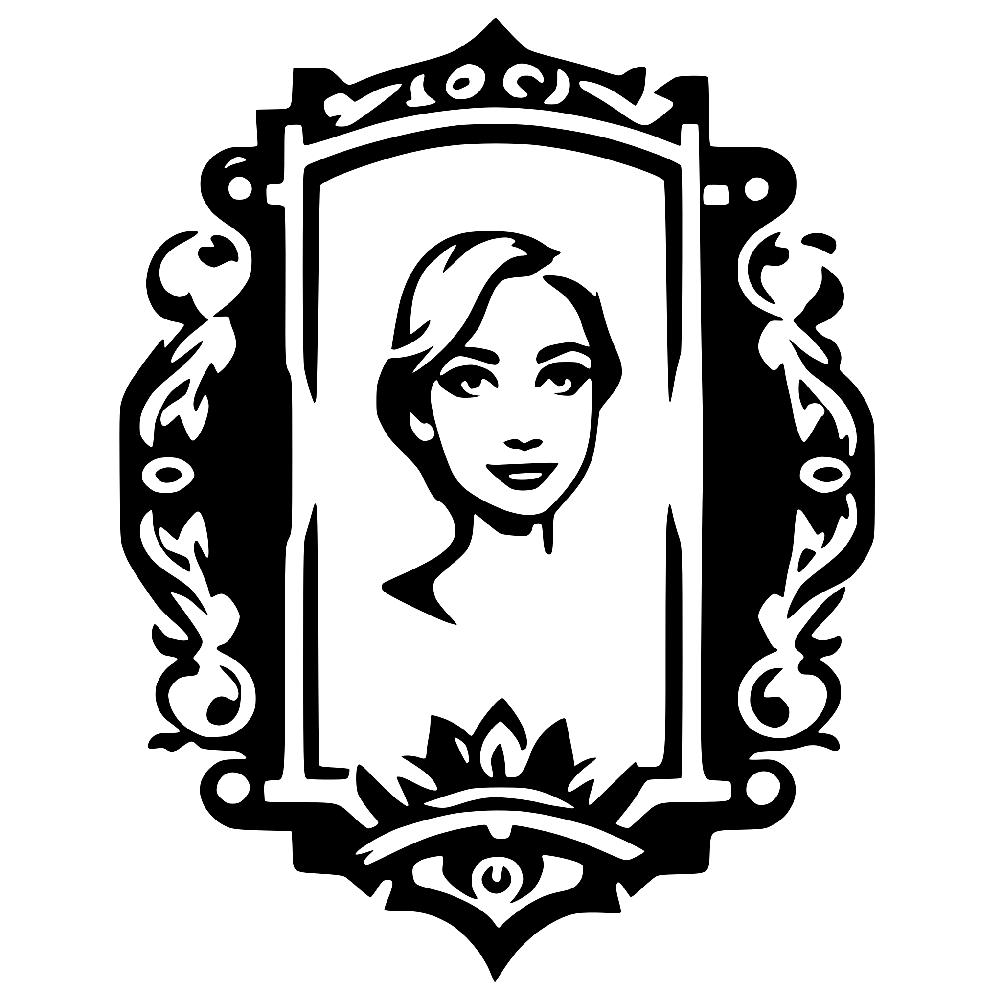 AI-generated SVG of '"Klara" in a script font with a square scroll frame surrounding'