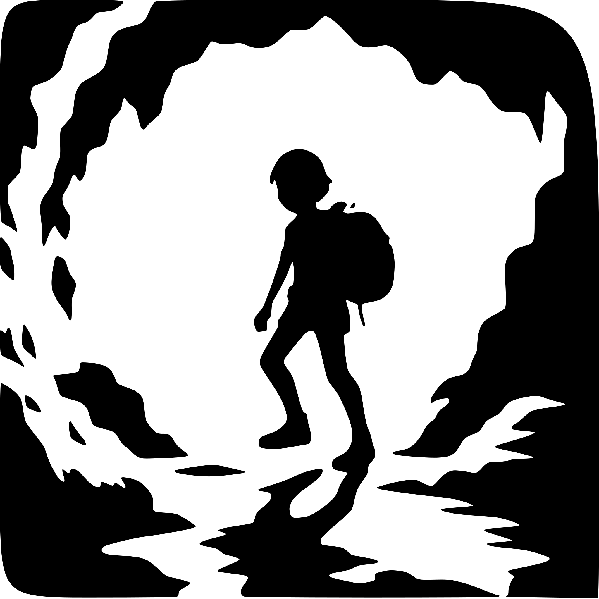 AI-generated SVG of 'adventurer exploring cave'