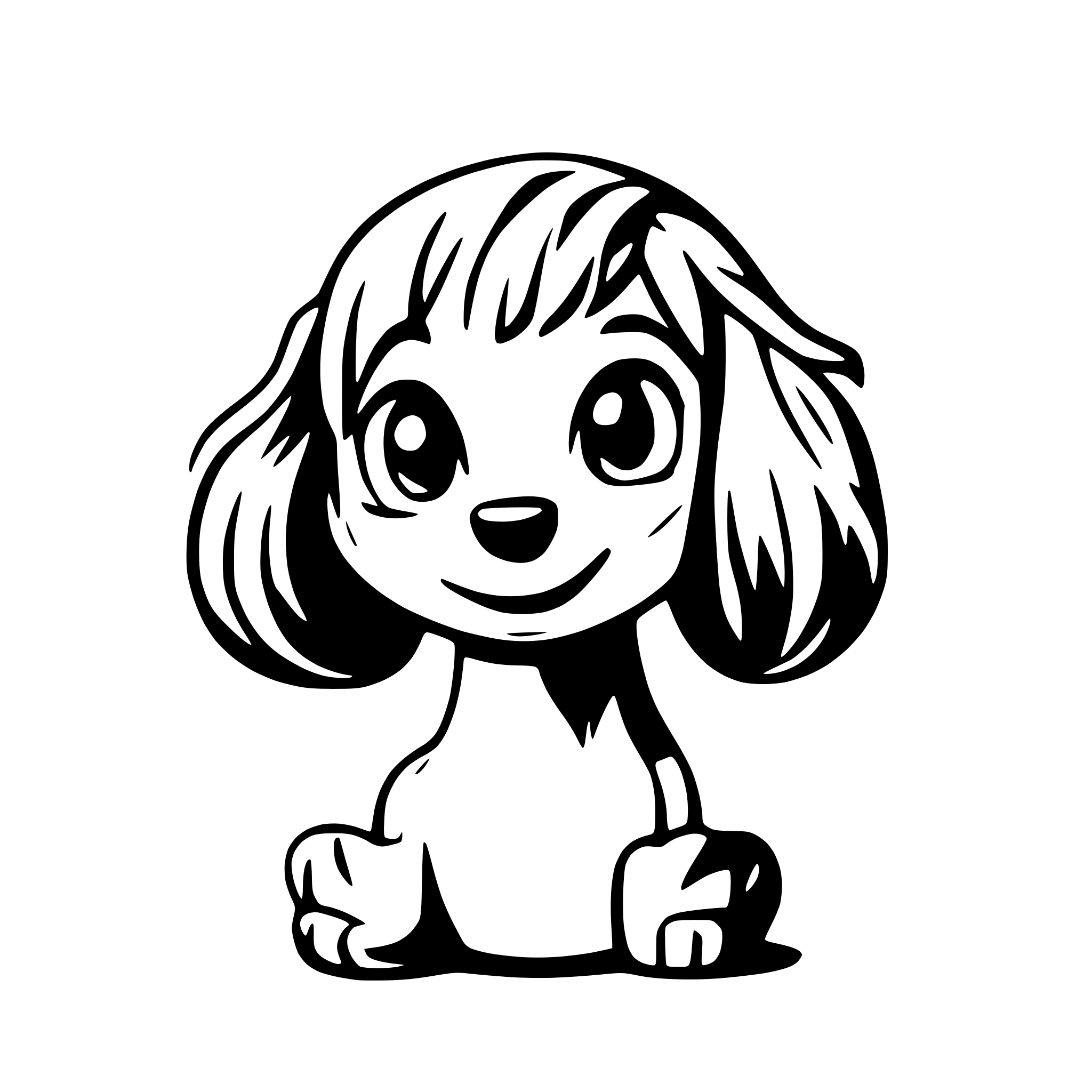 AI-generated SVG of a Happy, cartoon style wired hair dachshund.