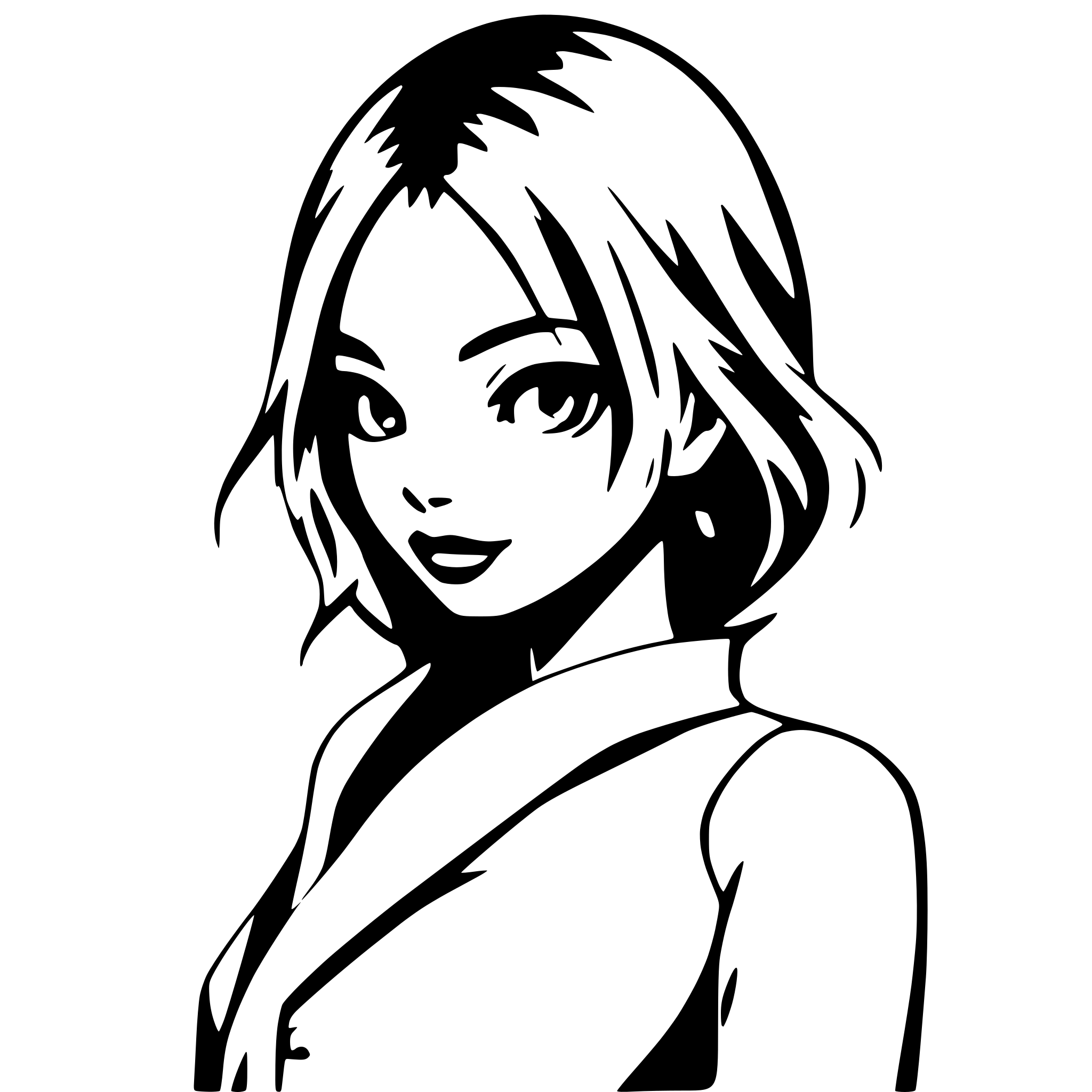 AI-generated SVG of a A woman silouette with spike hairs