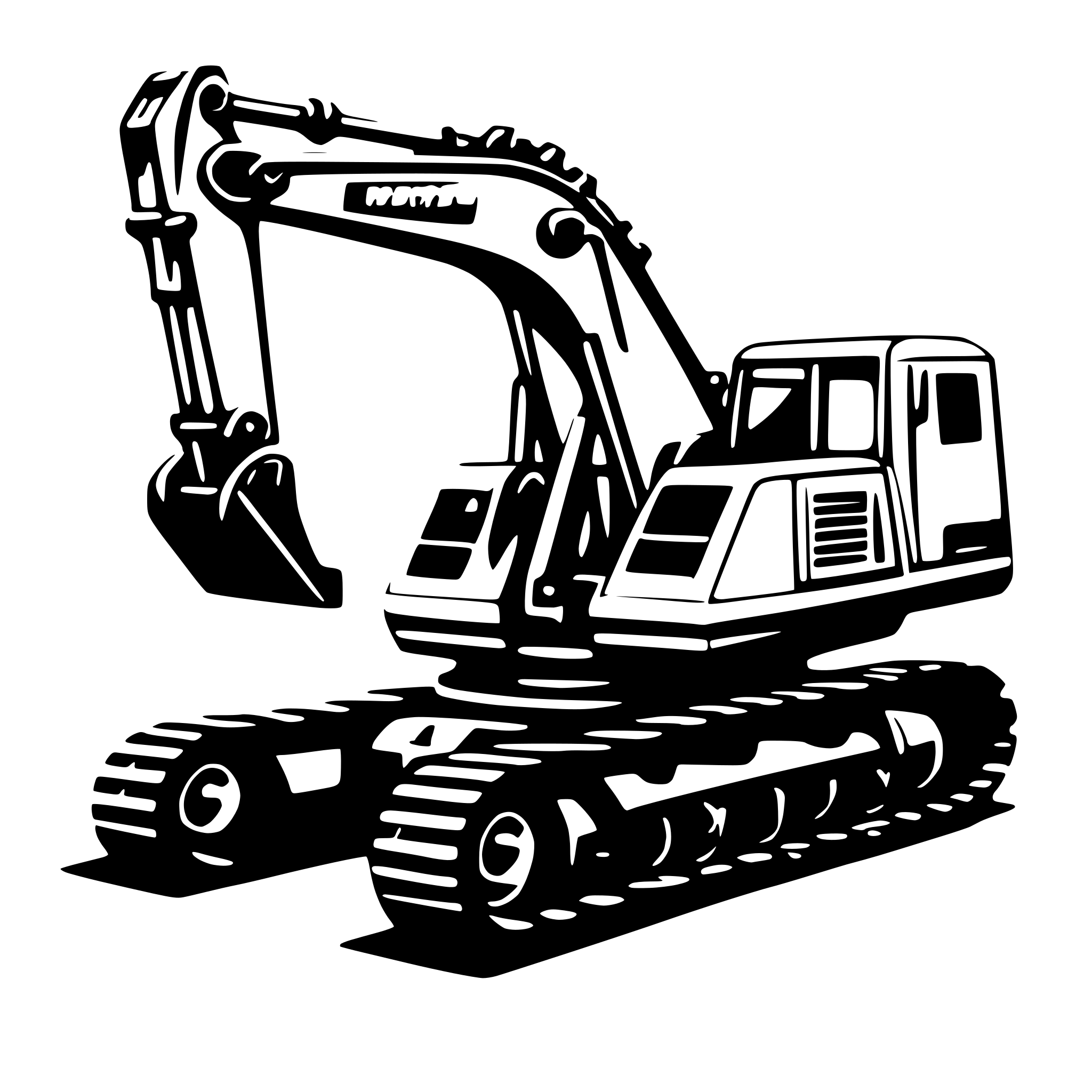 AI-generated SVG of a generate an excavator with the bucket arm extended. The graphics should be good for lasering. Don't make too many small parts. But so that you can recognize it well