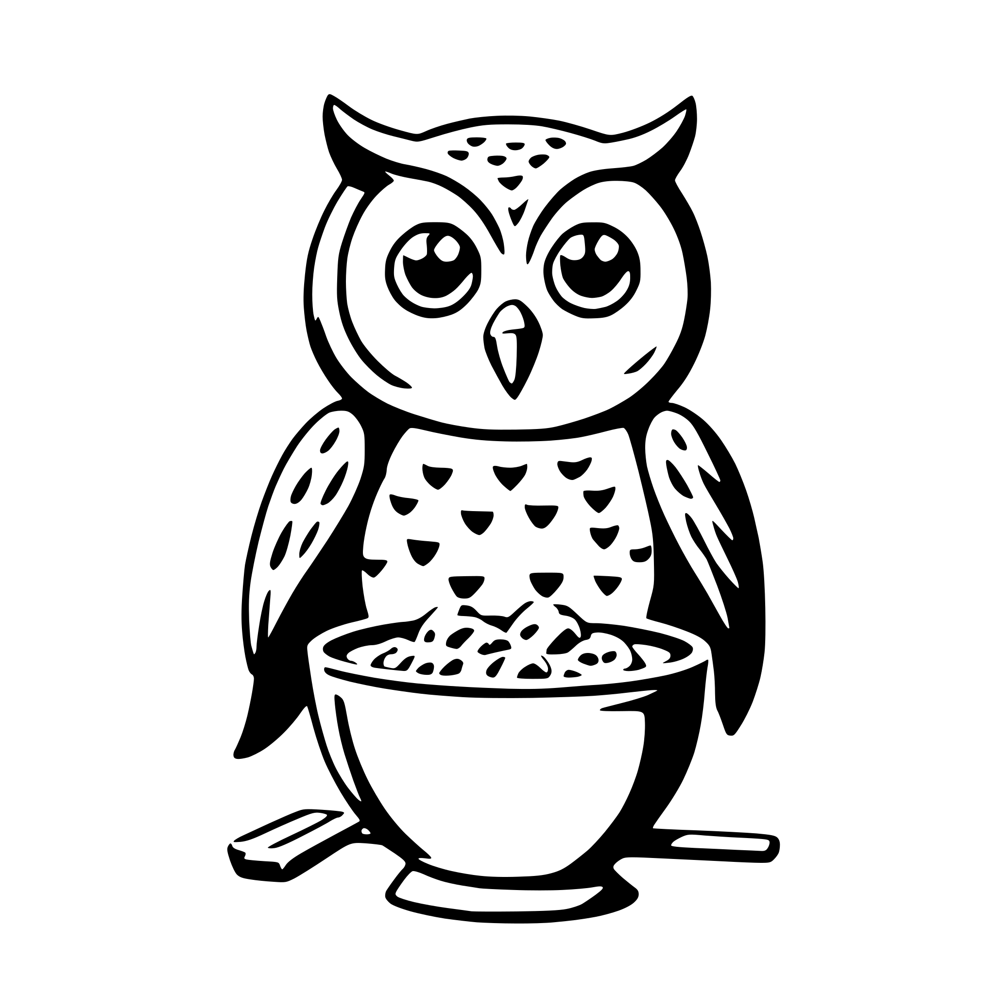AI-generated SVG of a owl with oatmeal
