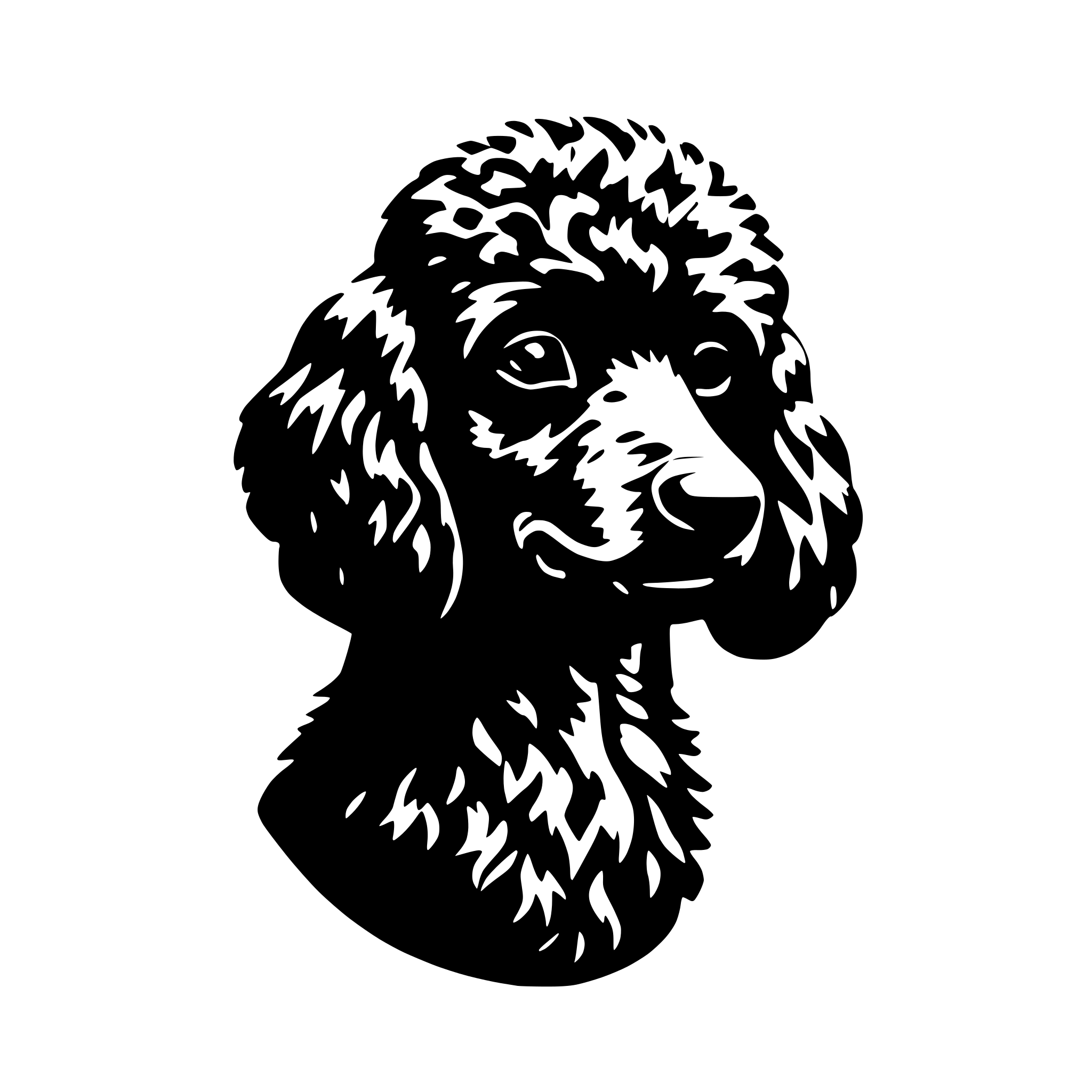 AI-generated SVG of 'small black poodle head'