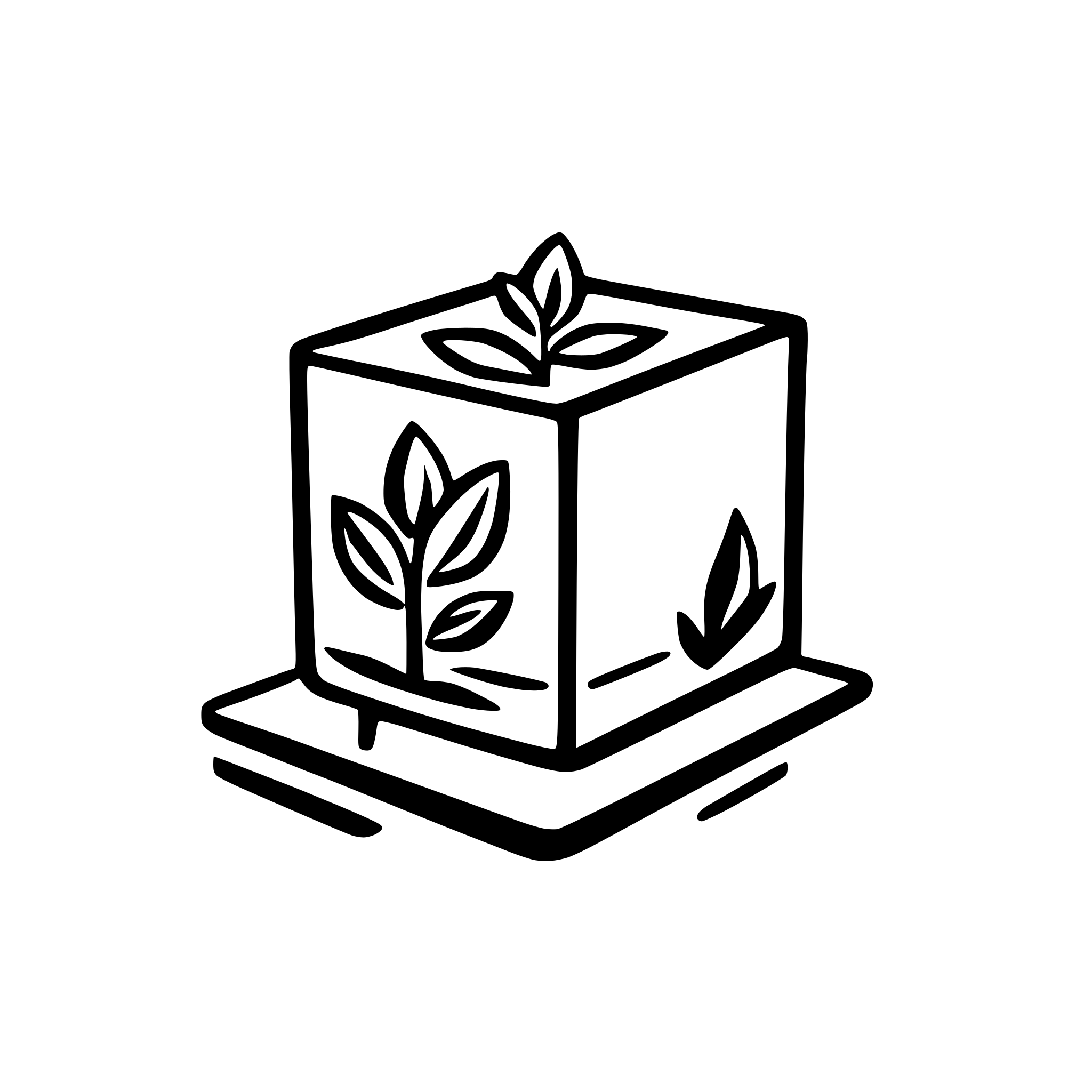 AI-generated SVG of a A simple, modern vector logo of a floating green box with vines and small leaves growing over it. The design is clean and minimal, using smooth geometric shapes and subtle organic elements. The box represents a garden, with nature subtly taking over in a balanced and elegant way. No heavy details, just sleek, soft curves and a fresh, eco-friendly feel.
