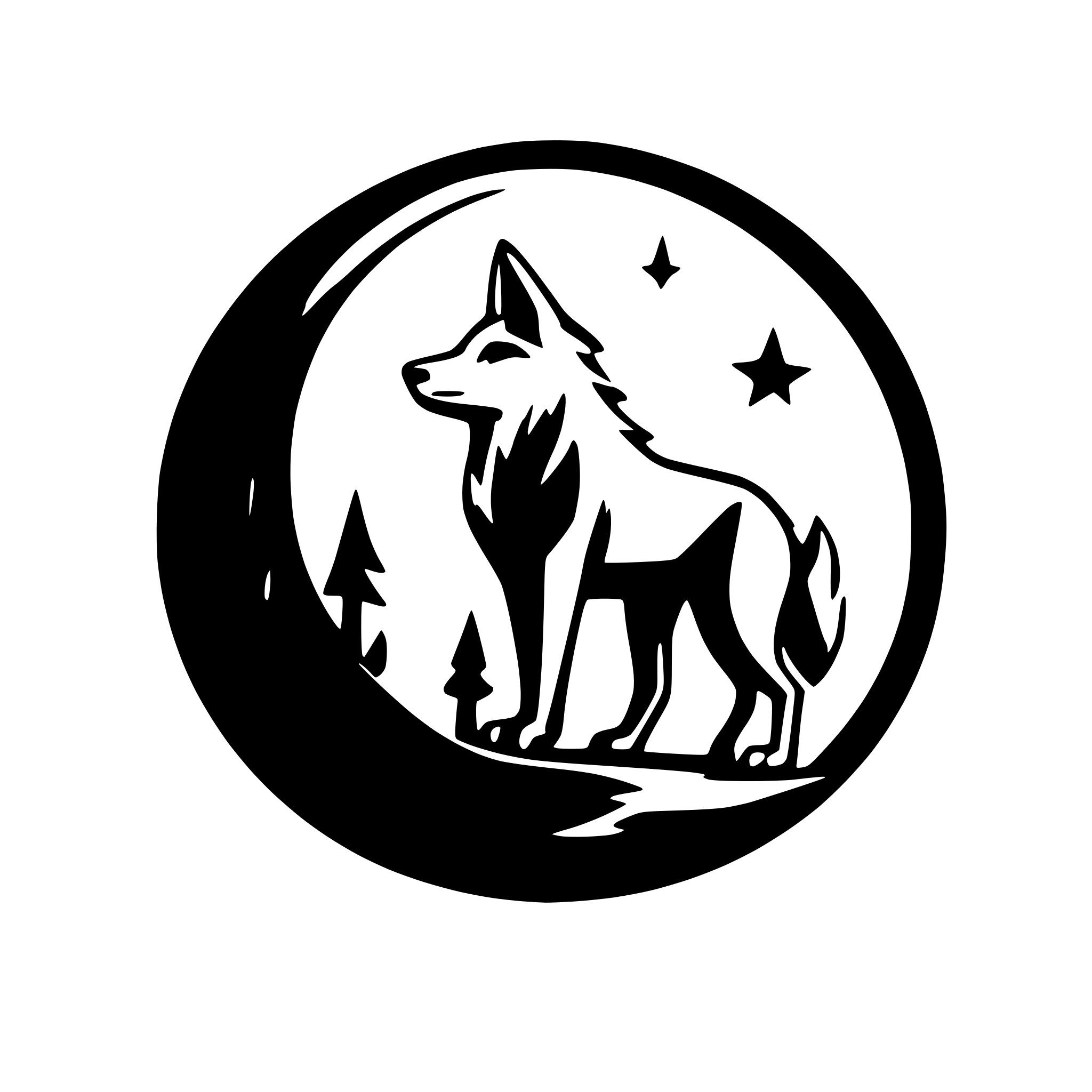 AI-generated SVG of a Coyote howling at the moon. No background.