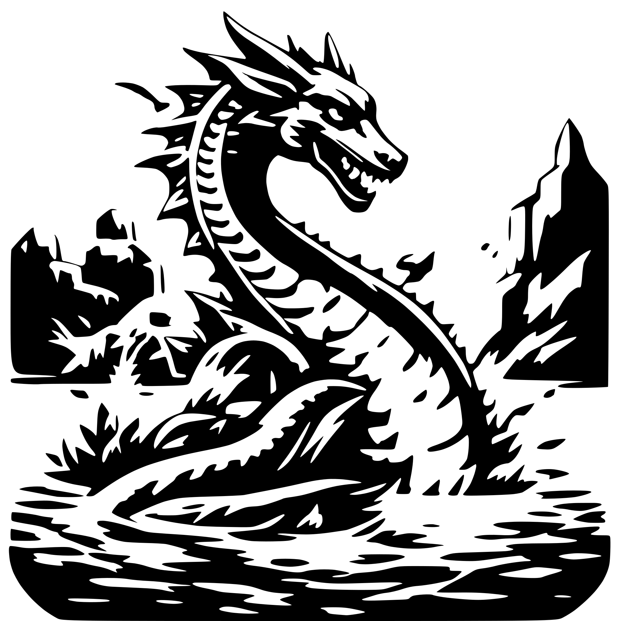 AI-generated SVG of a A dragon rising out of the water