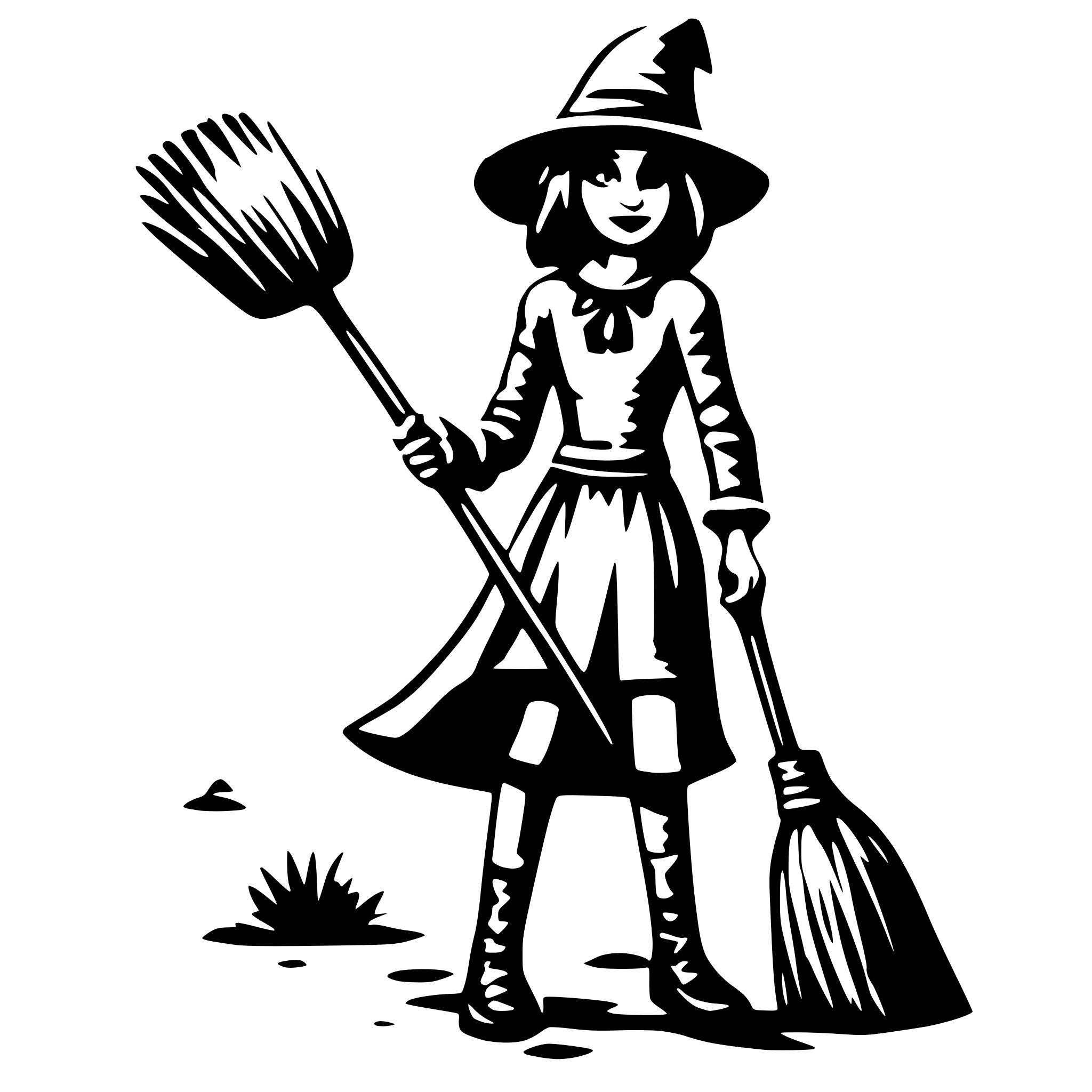 AI-generated SVG of 'with on a broom'