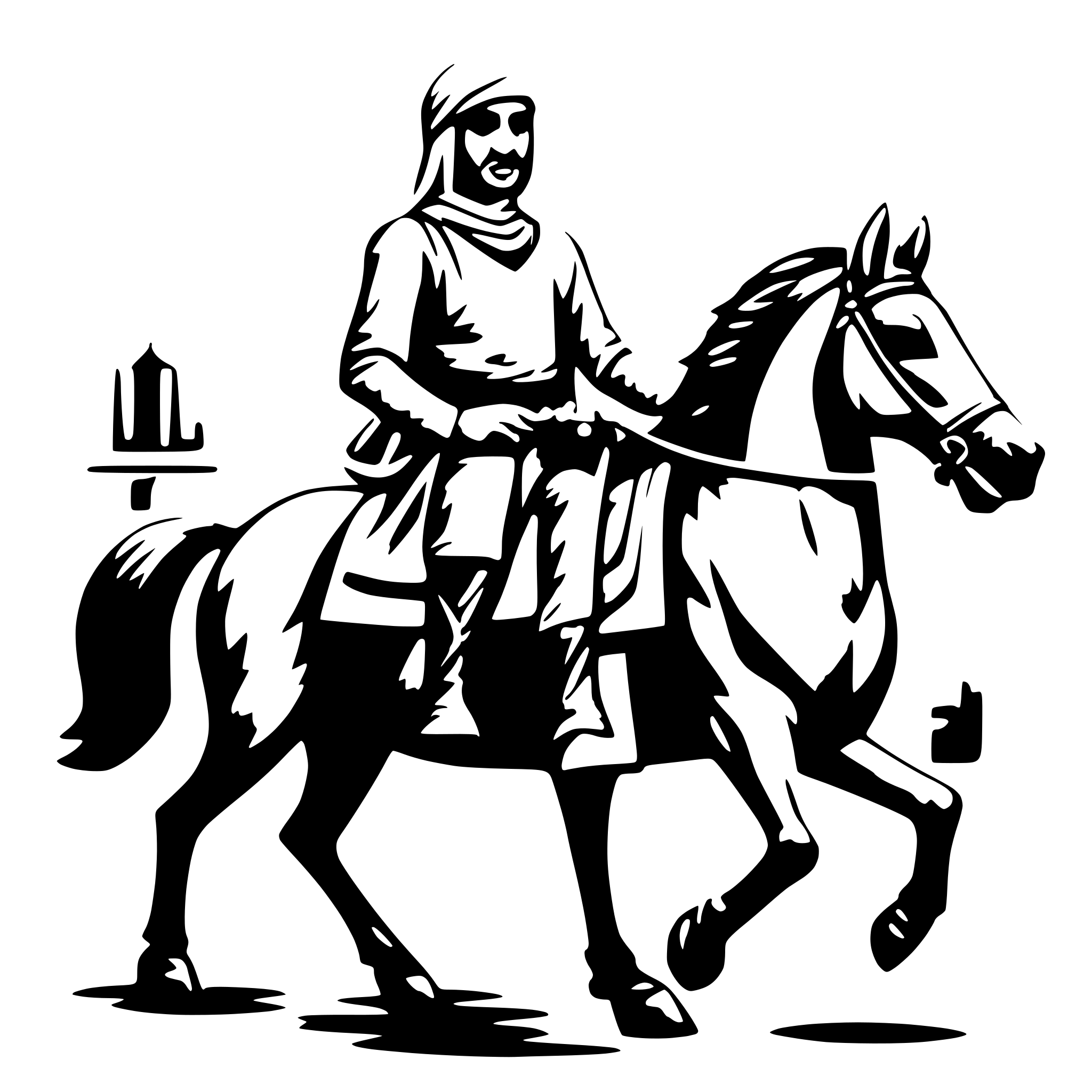 AI-generated SVG of a hisorical arabic man on horse