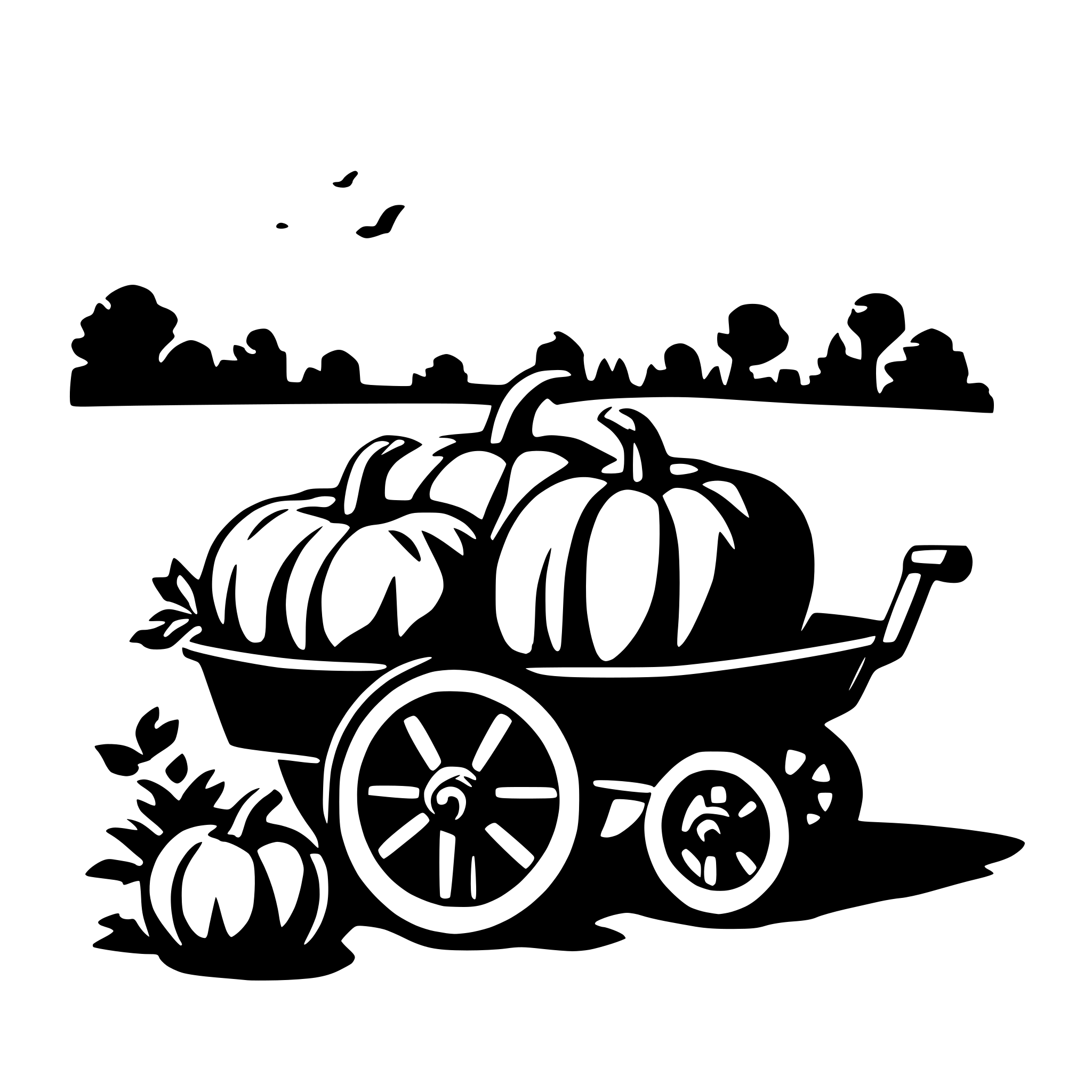 AI-generated SVG of 'wheelbarow with pumpkins'