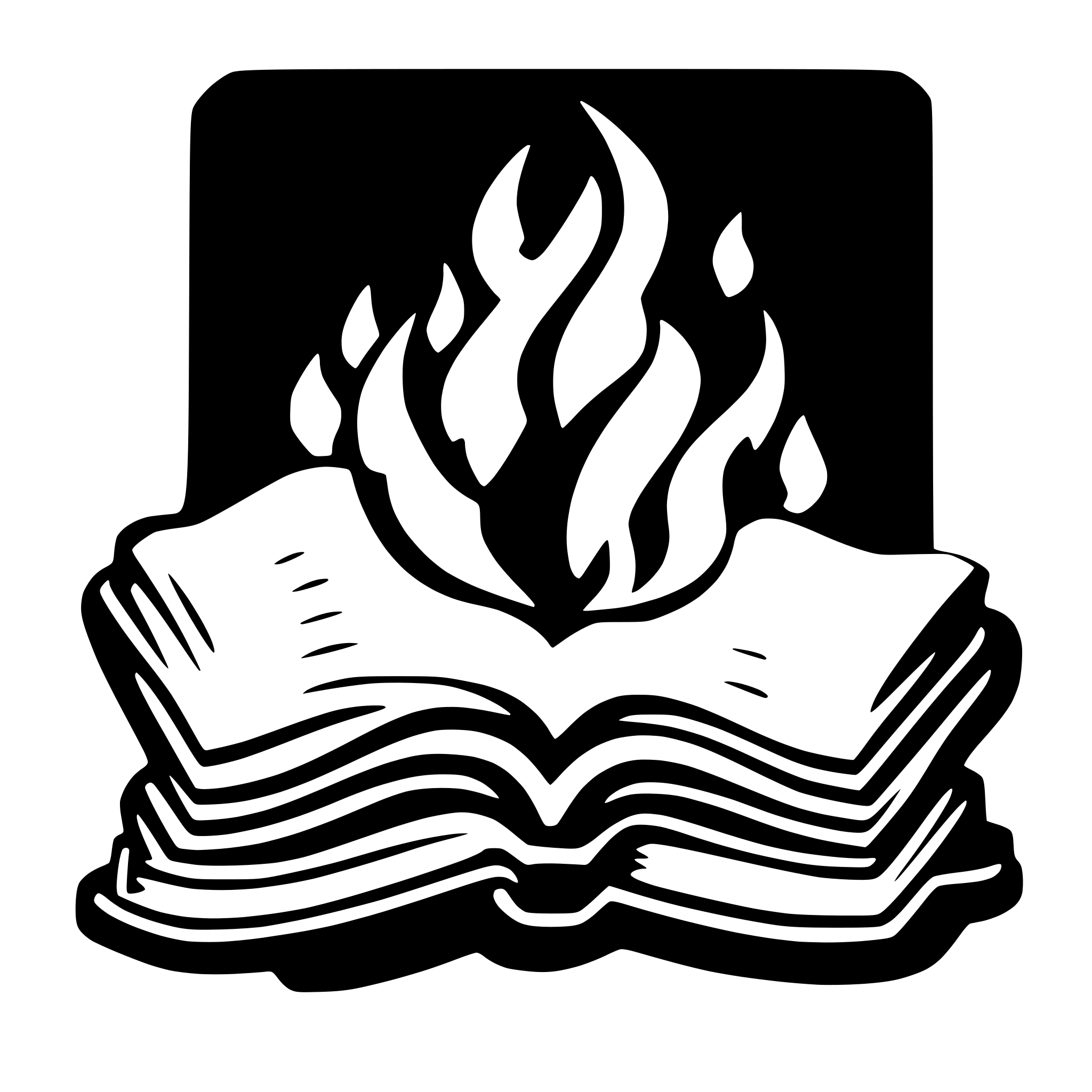 AI-generated SVG of 'flame inside open book'