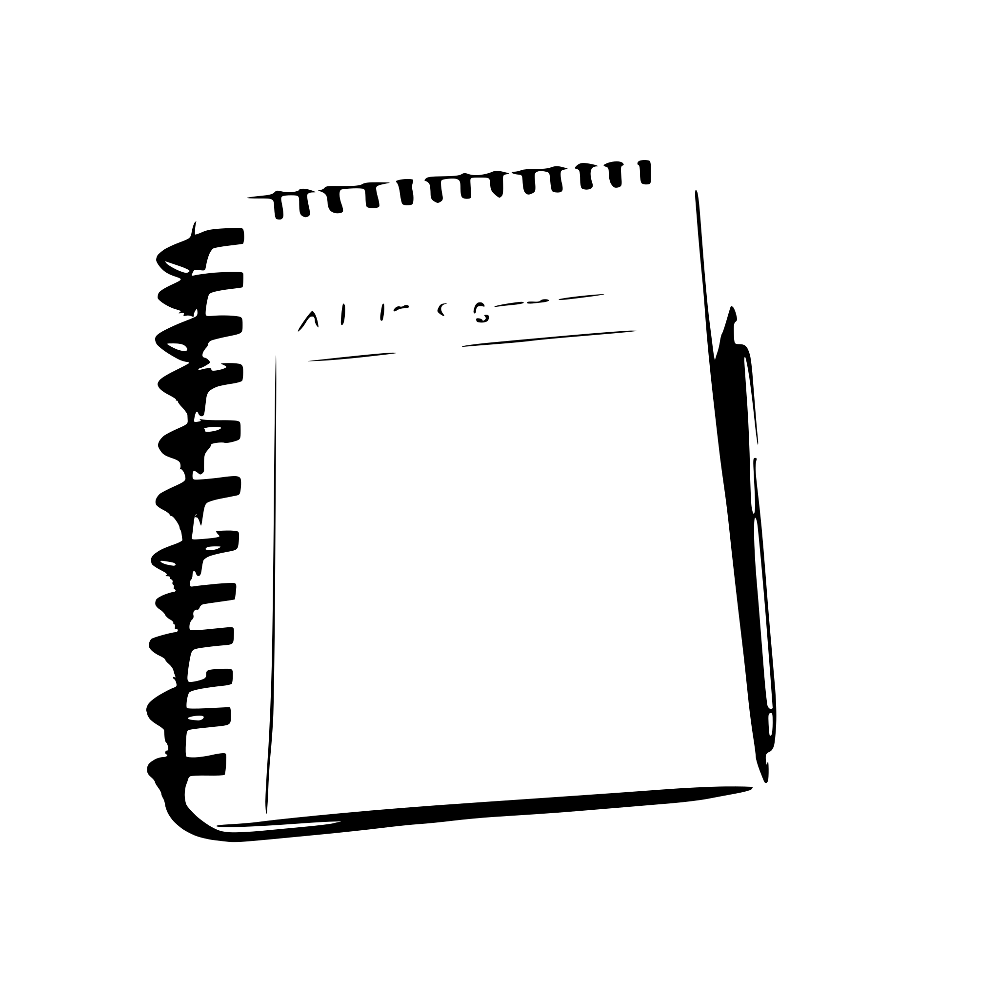 AI-generated SVG of a a business-like top-flipping spiral-bound notepad with white paper, blue lines and a margin indicated with a vertical red line