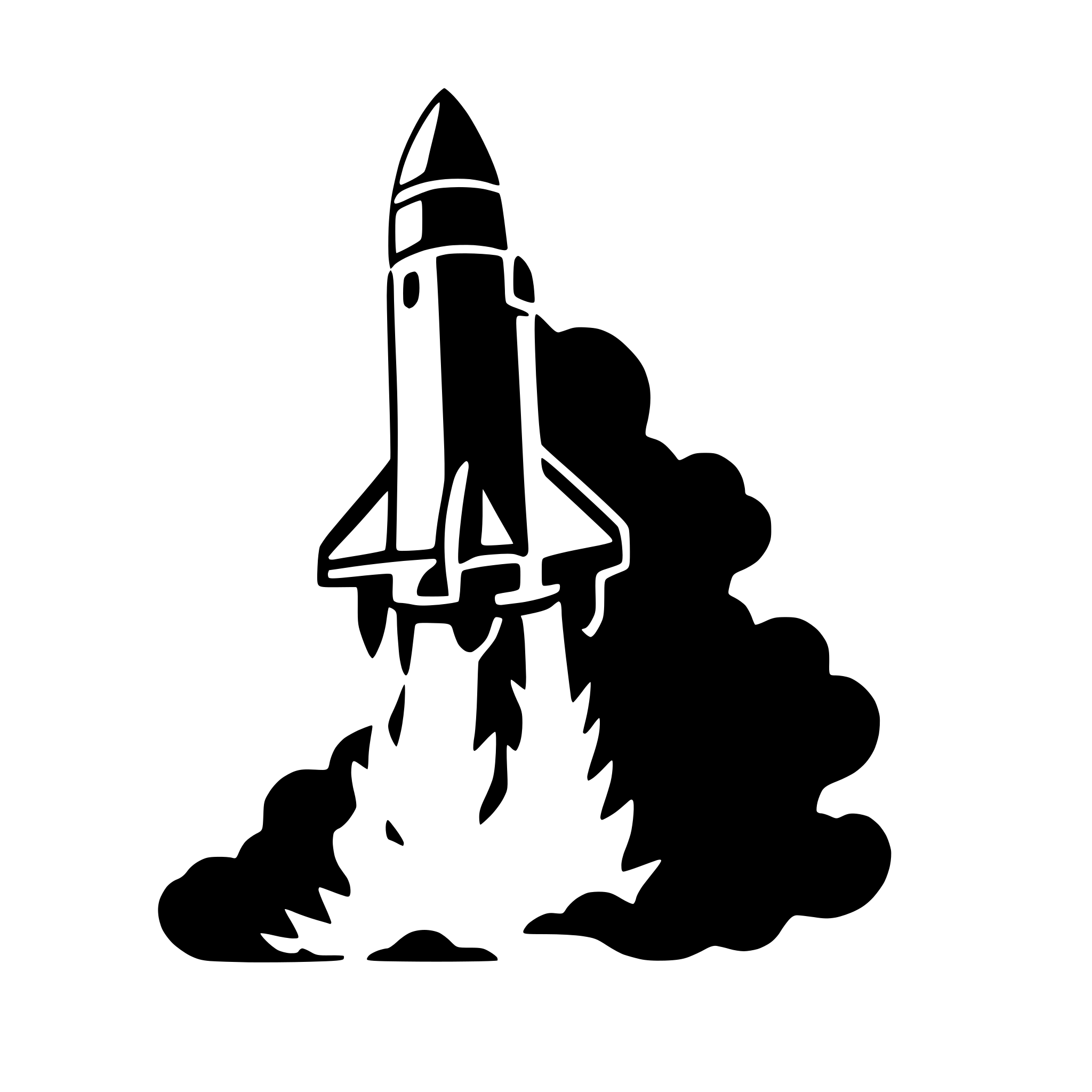 AI-generated SVG of 'rocket blasting through clouds'