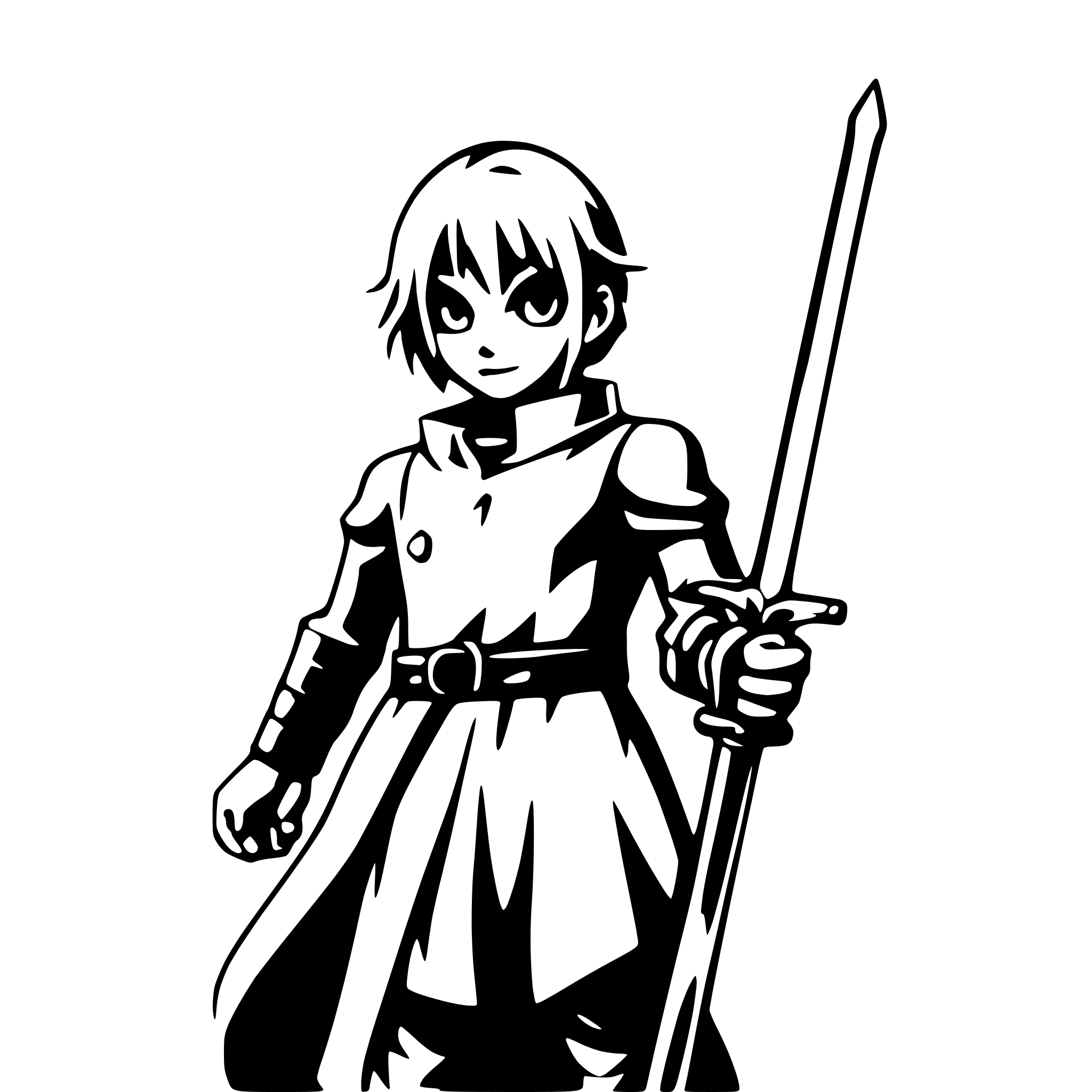 AI-generated SVG of 'boy with glowing sword'