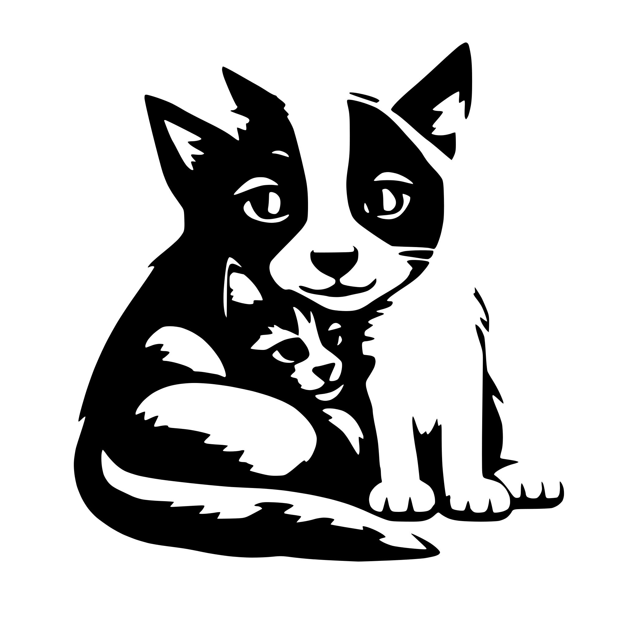 AI-generated SVG of 'Cute kitten with dog snuggling'
