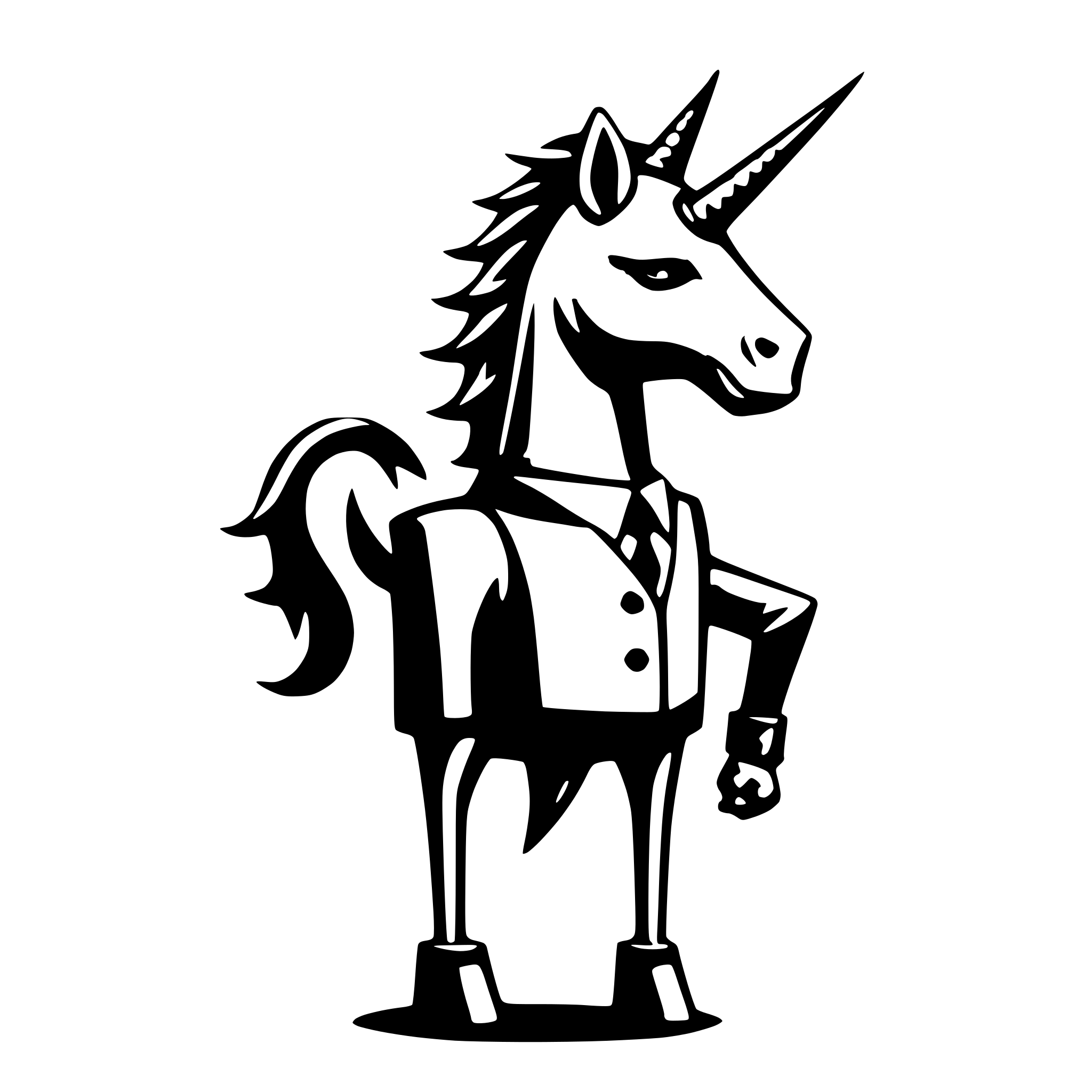 AI-generated SVG of a anthropomorphic Heavy Metal Unicorn in Business Attire