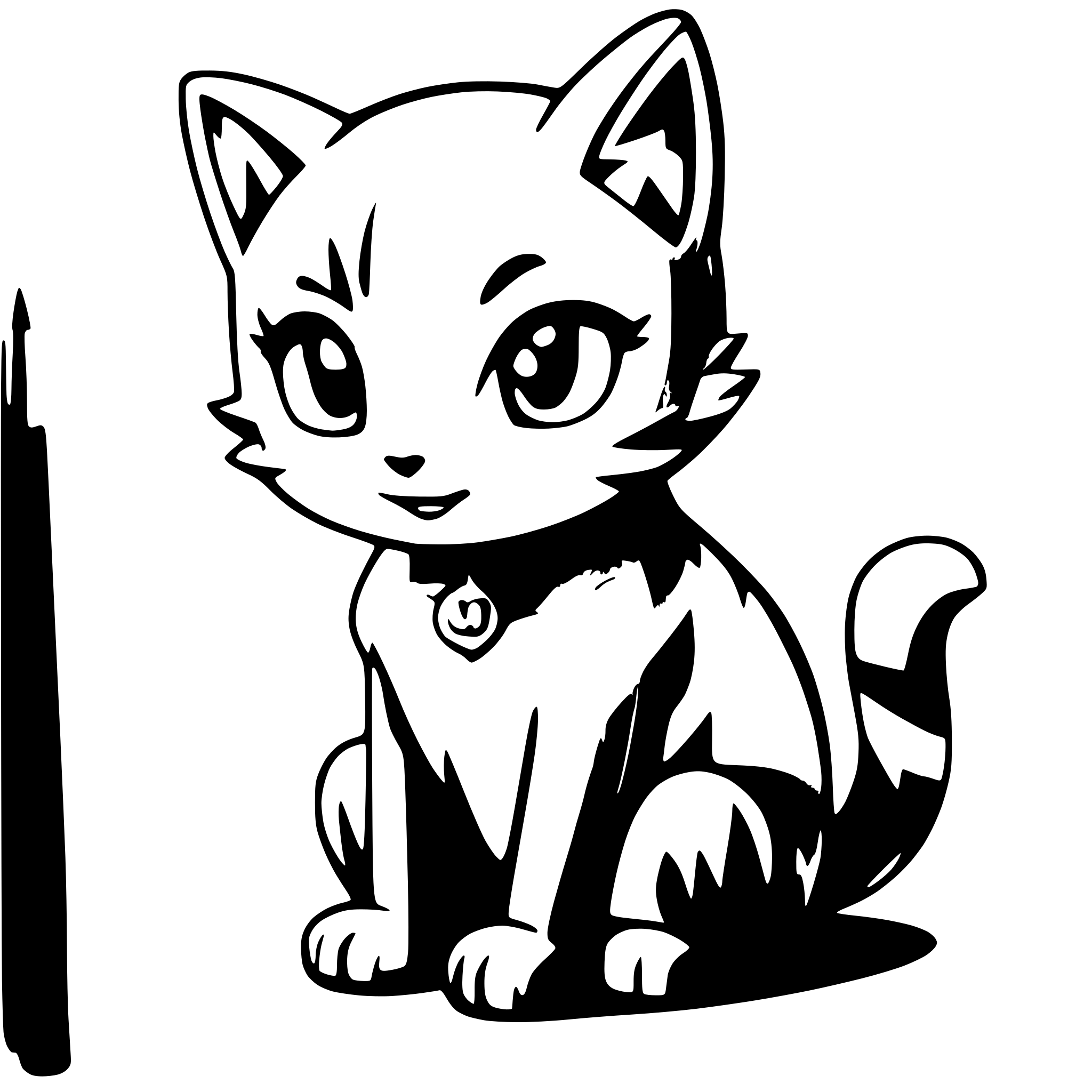AI-generated SVG of a Create a cat side in a sitting position 
One is cute and has cute eyes and is happy.