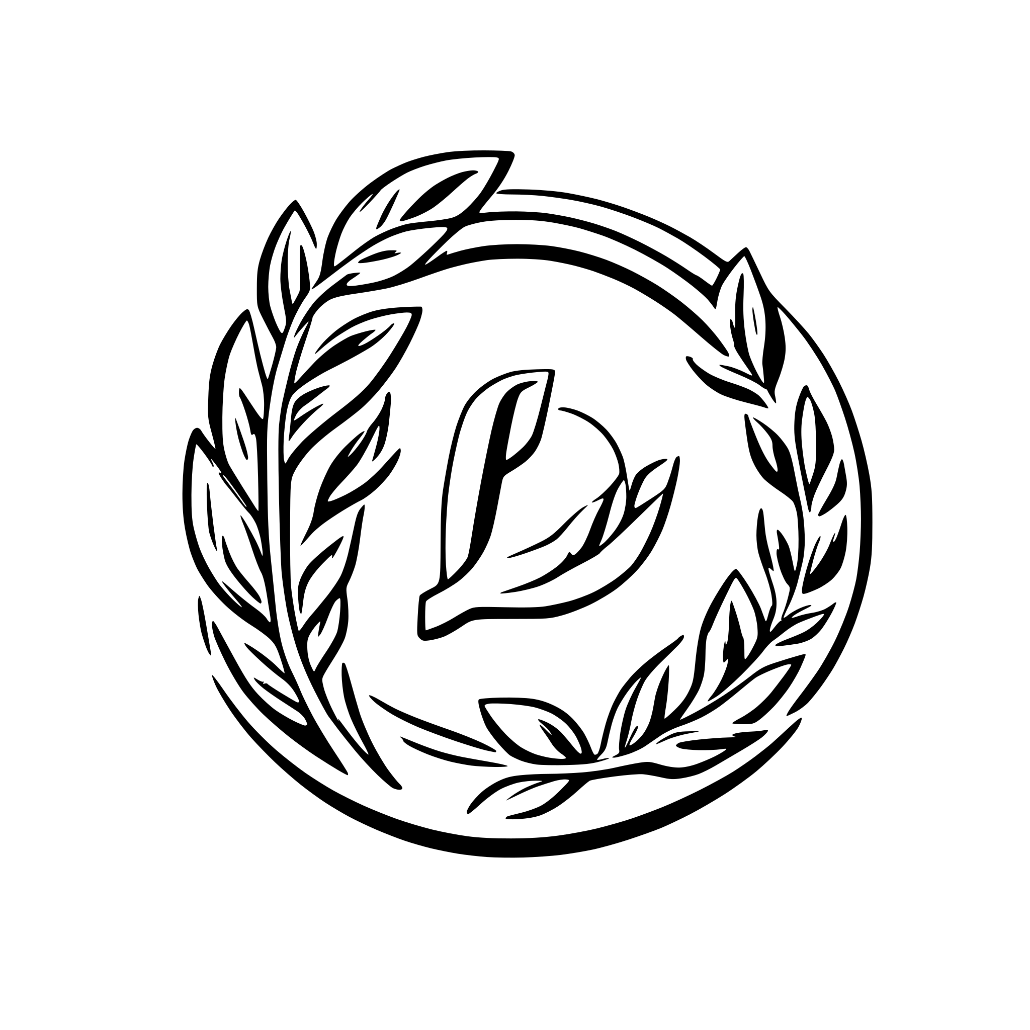 AI-generated SVG of a Capital cursive letter with olive branches around it AI-generated SVG of a Capital cursive letter with olive branches around it