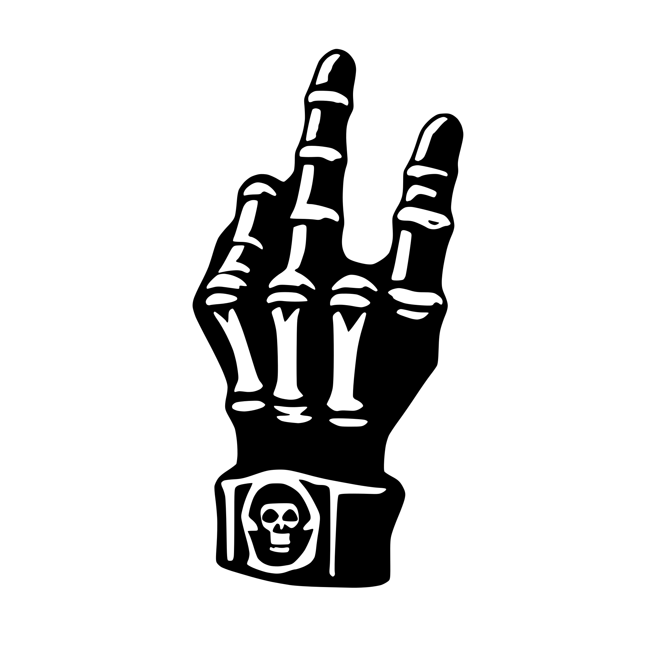 AI-generated SVG of 'skeleton middle finger'