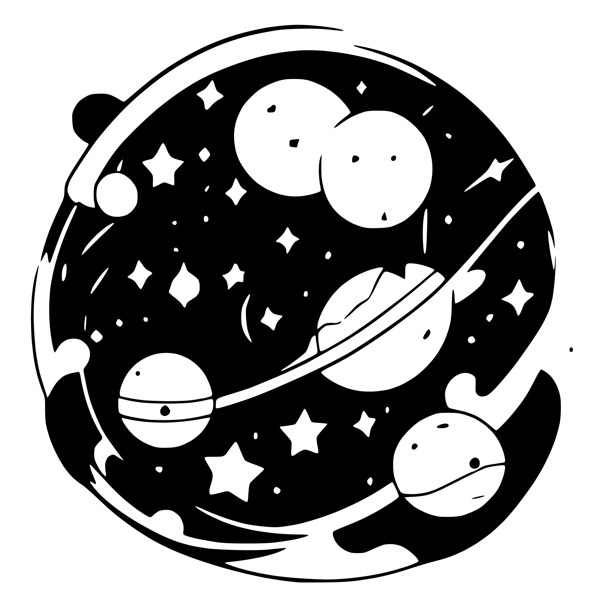 AI-generated SVG of a scattered stars as a galaxy system