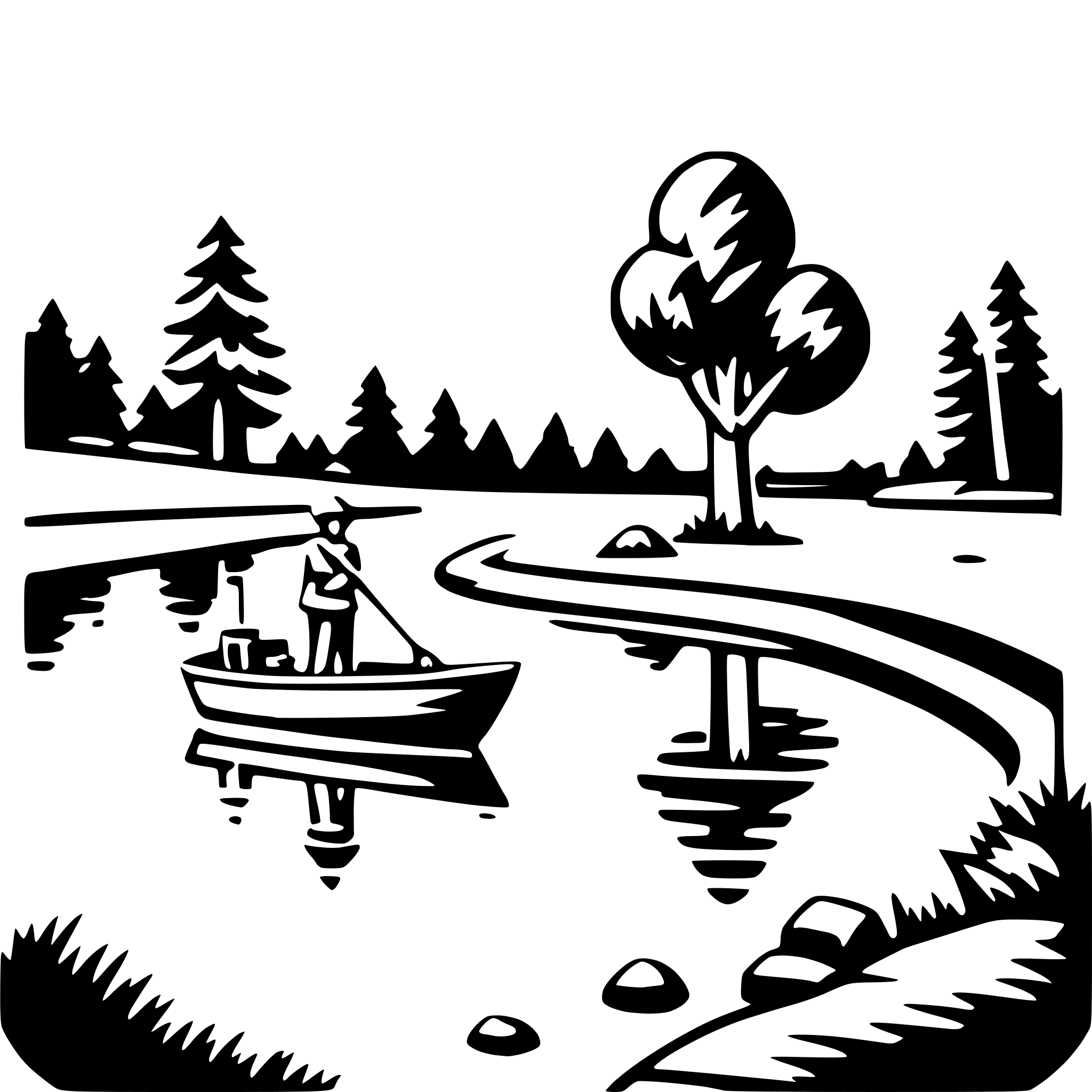 AI-generated SVG of 'river fishing camp'