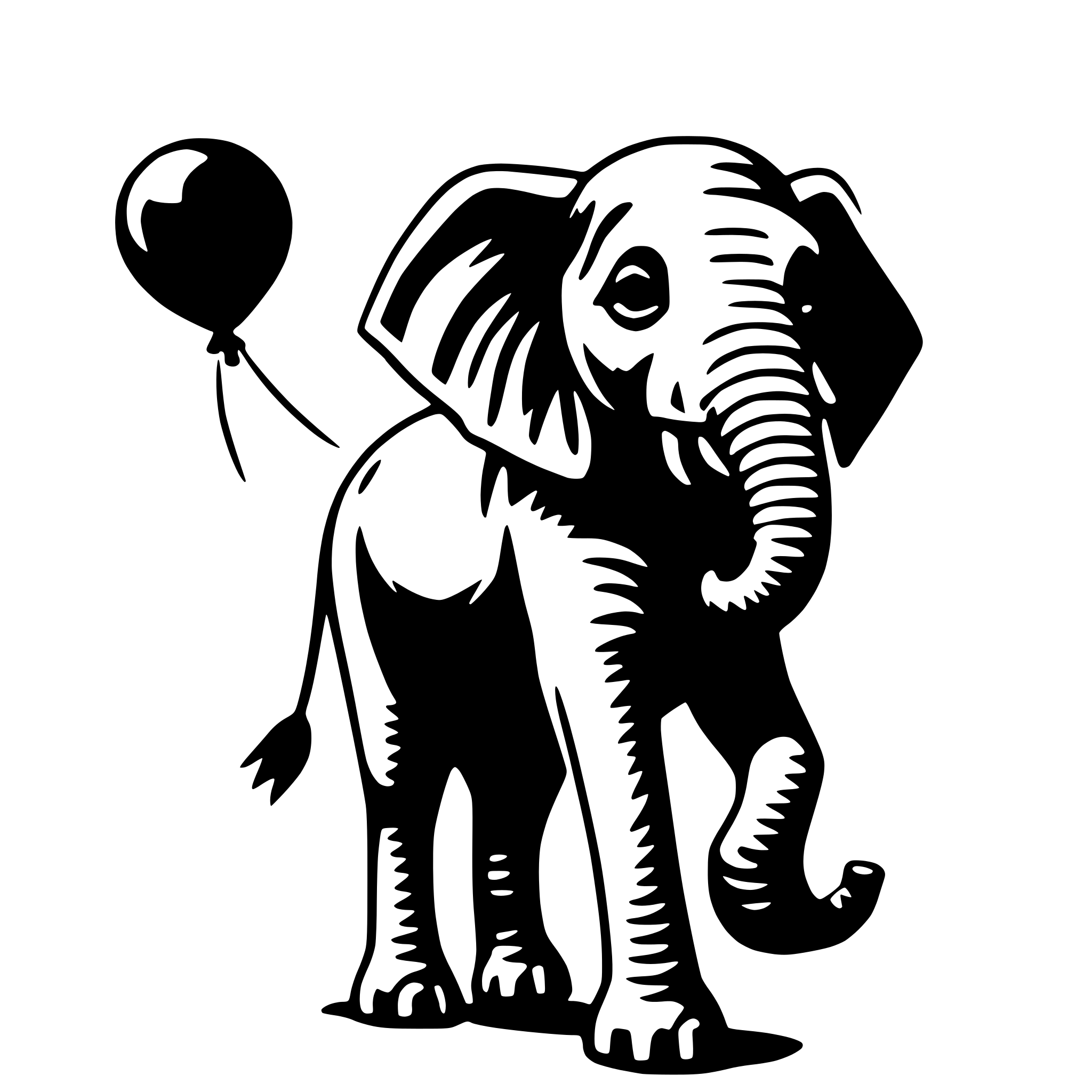 AI-generated SVG of a elephant with balloon
