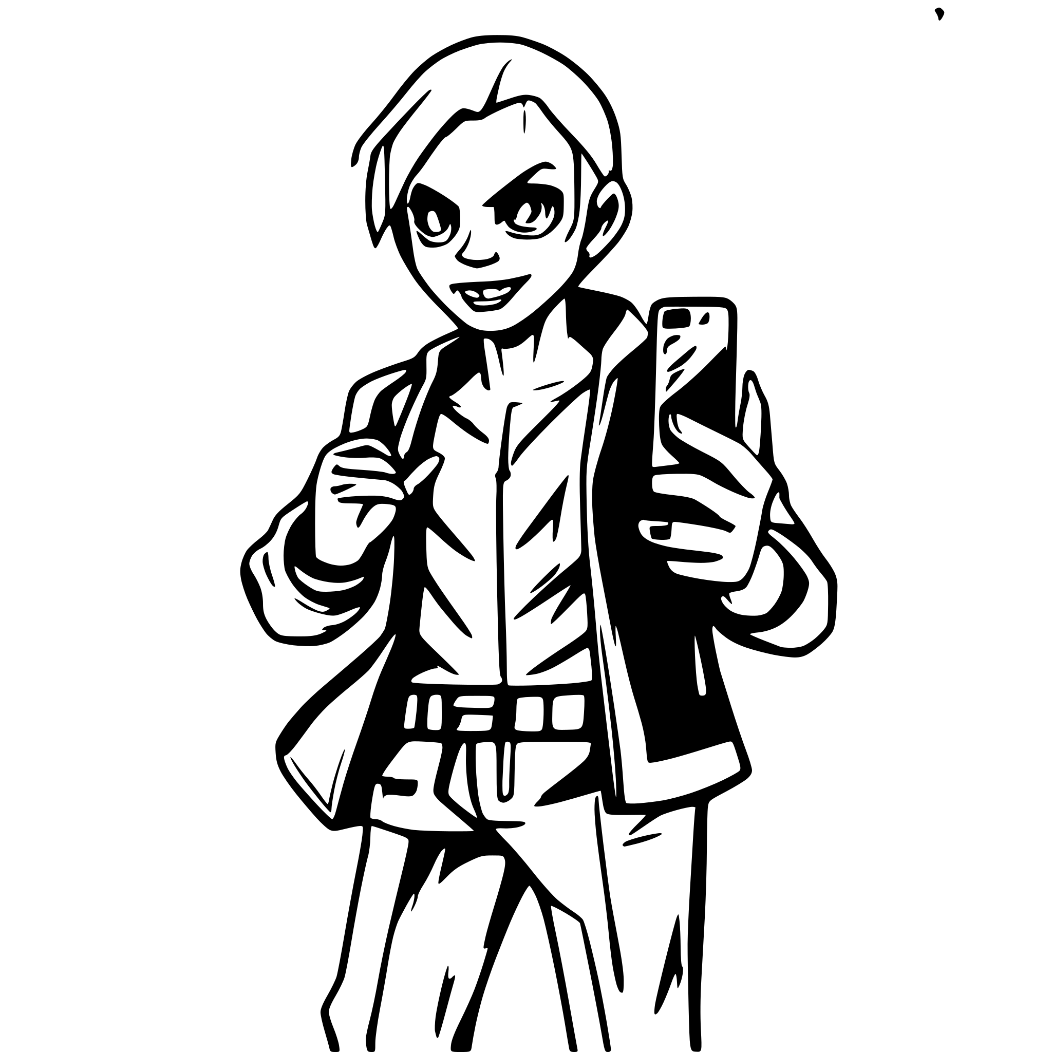 AI-generated SVG of a A zombie walking around with a smartphone in his hand.