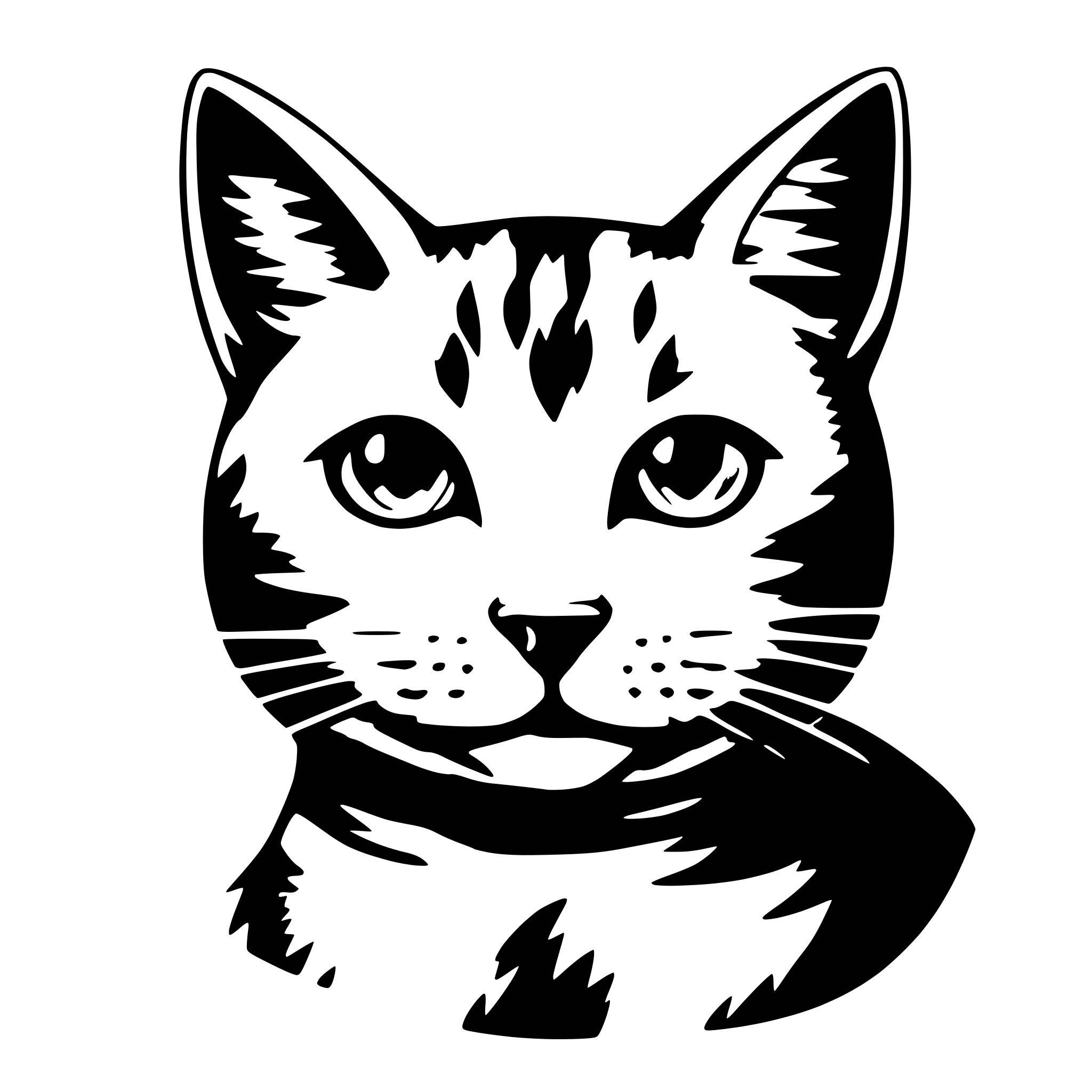 AI-generated SVG of 'A cat with a round face and protruding ears'