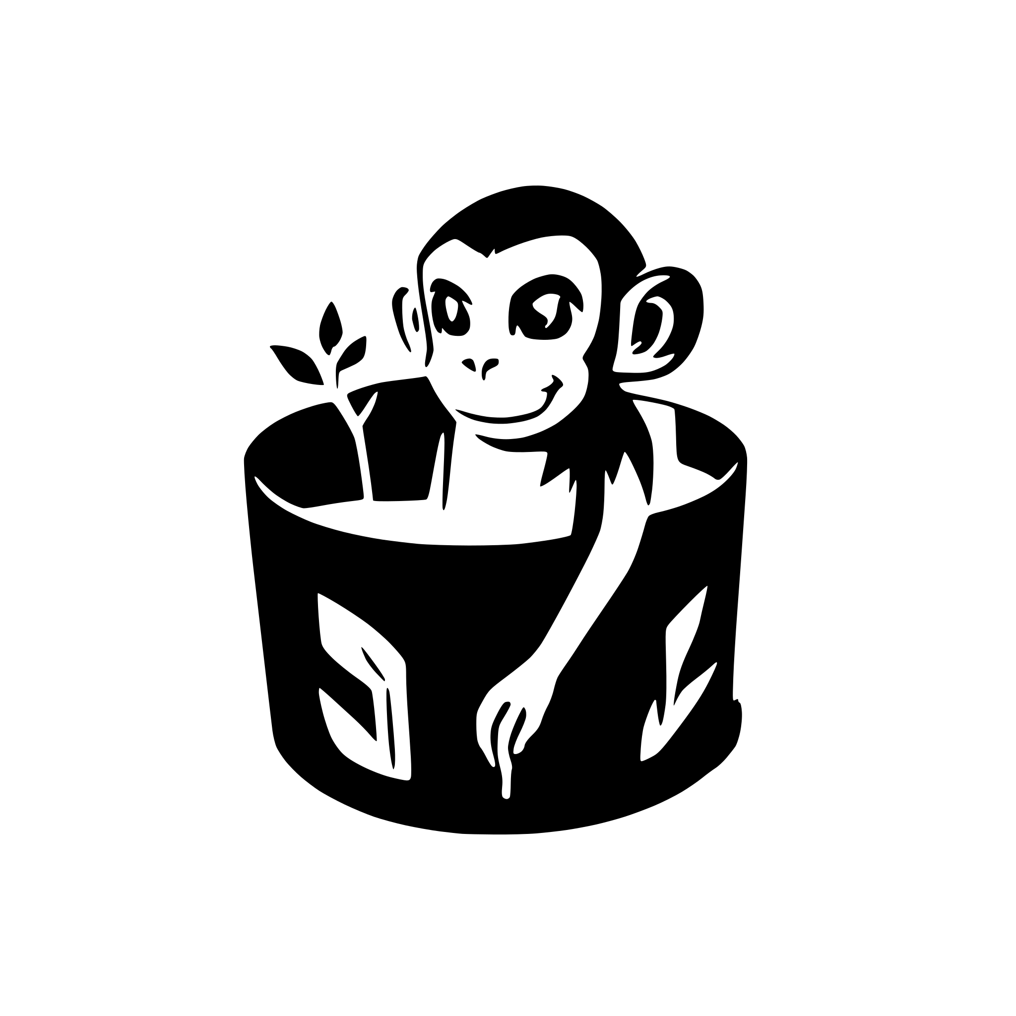 AI-generated SVG of a a monkey emerging from a ink pot