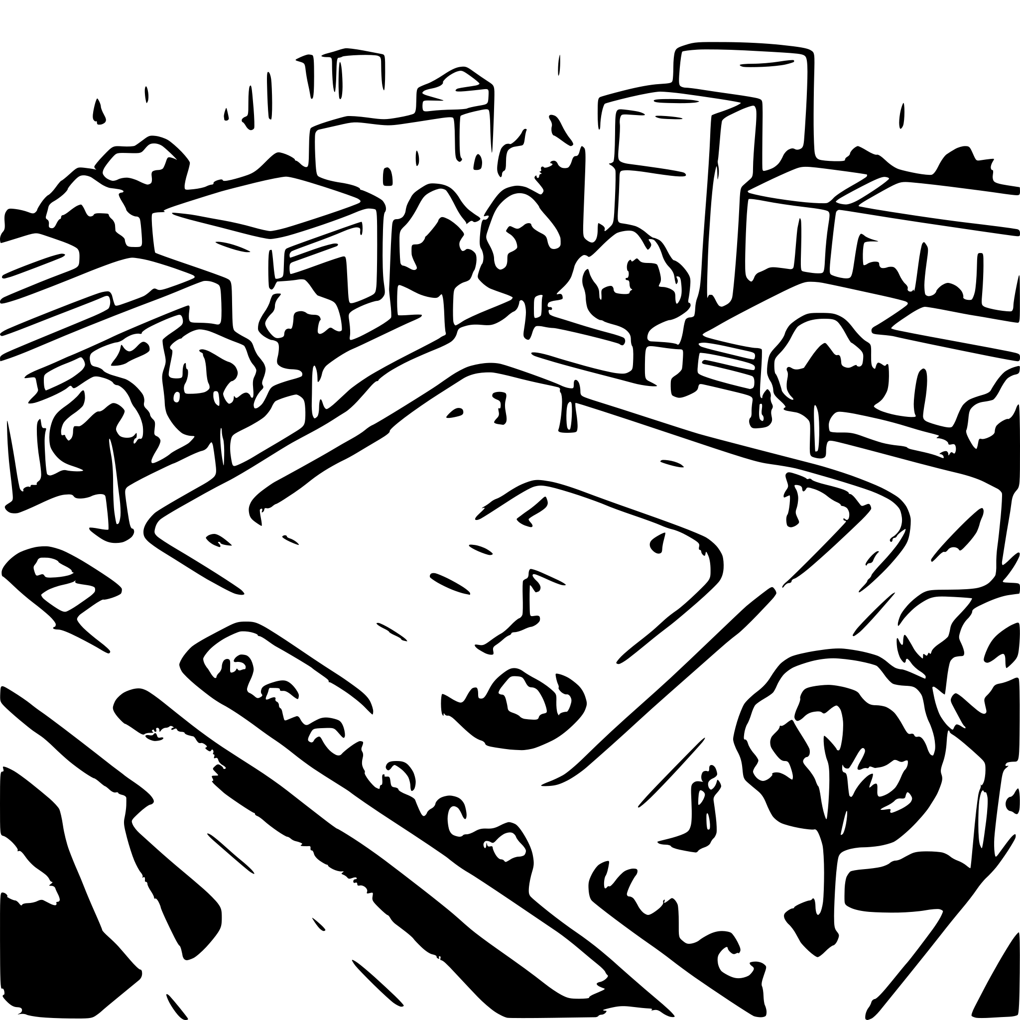 AI-generated SVG of a Recreational Spaces: Open green areas, jogging tracks, and fitness centers integrated into the site.